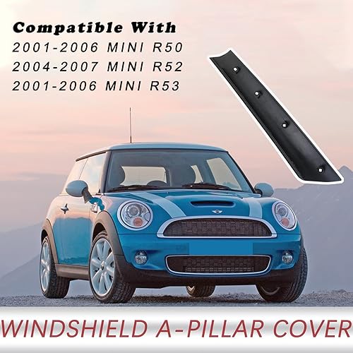 Miniatura 2 de TQPONLY Moldura de Moldeo de Pilar A de Parabrisas, Lado del Conductor Delantero Izquierdo, Compatible con Mini Cooper R50 R52 R53 Reemplaza