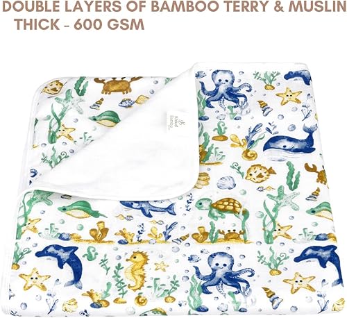 Miniatura 3 de KloudBambu Toalla de bebé con capucha, súper suave para la piel sensible, ultra absorbente, para recién nacidos, bebés, niñas y niños, estampado de