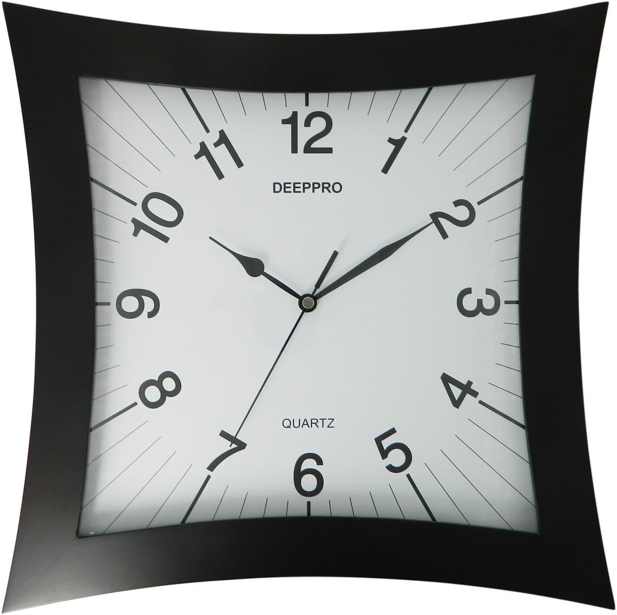 Silent Wall Clock Solid Wood 14-inches Square Non Ticking Digital Quiet Sweep Decorative Vintage Wooden Clocks (Dark Brown)