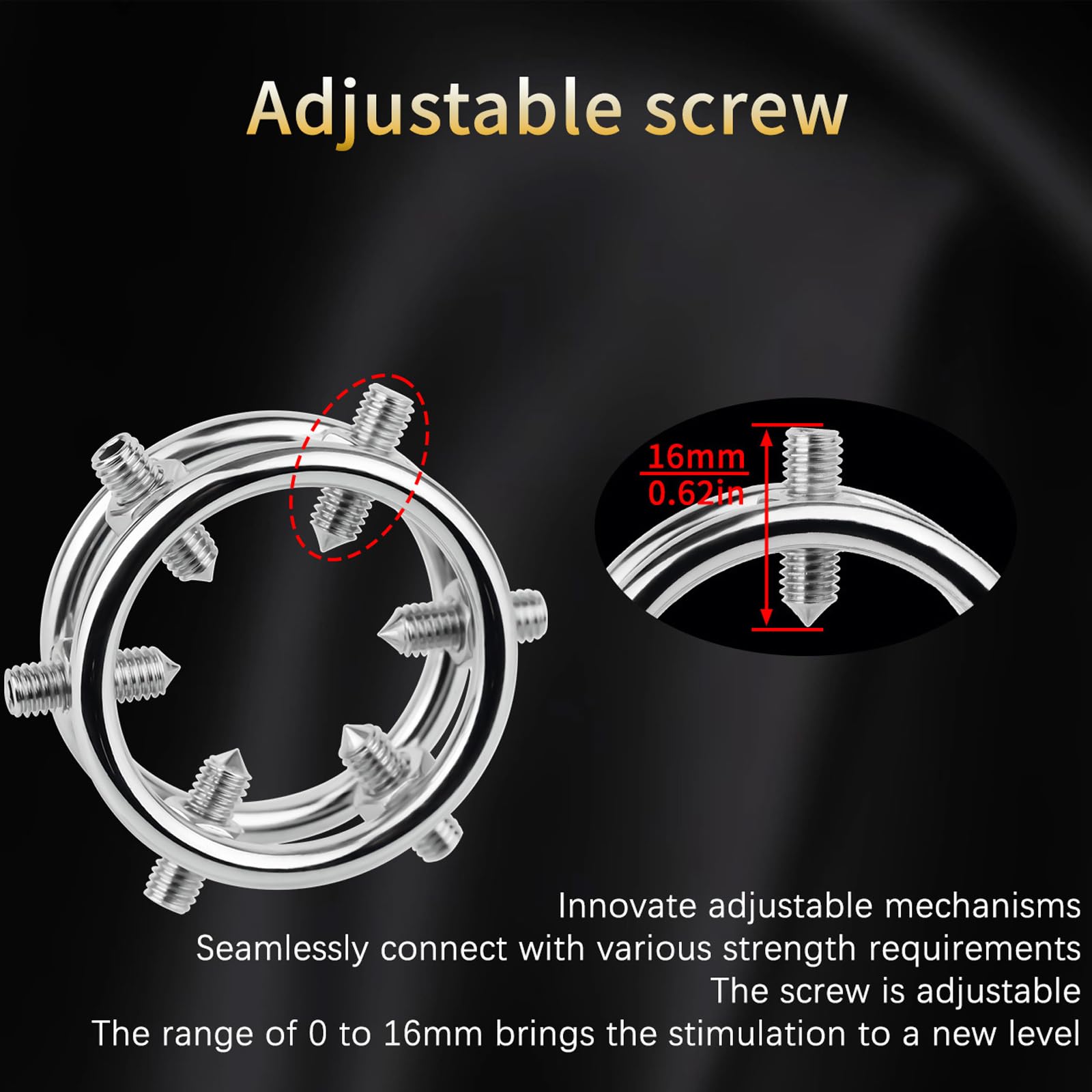 Extrem Edelstahl Cock Ring Mit Spikes Verstellbarer Eichelring Mit Schraube CBT Hodenstrecker Penisring für Herren BDSM Bondage Fetisch Spielzeug Metall Penisring für Männer Paare Rollenspiel