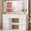 TRIUMPHKEY Dressing Table with Large LED Mirror,Brightness Adjustable,Vanity Table Makeup Desk with 7 Drawers and Power Outlet,Jewelry Storage Cabinet,White Bedroom Furniture