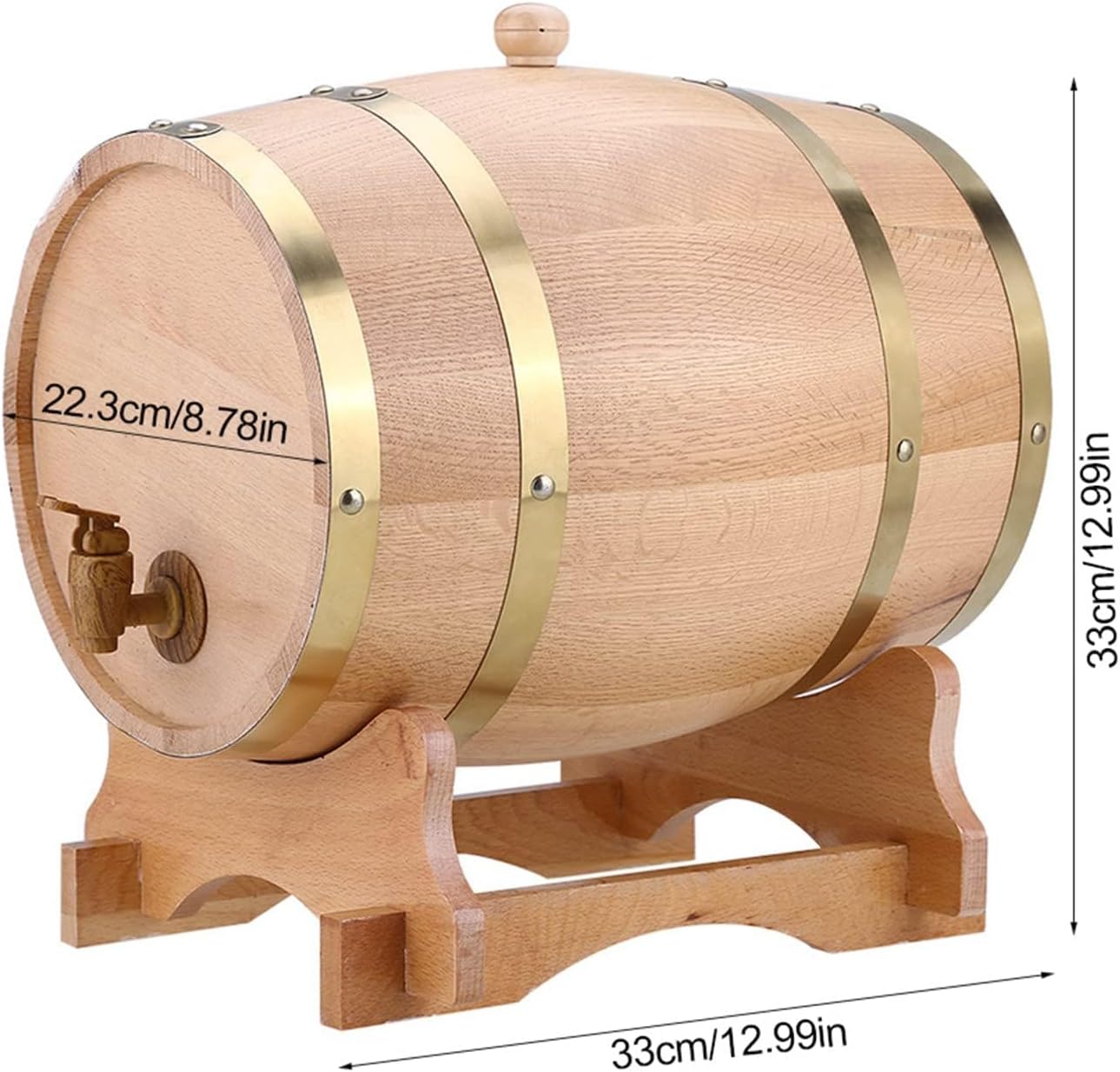 10L Vintage Wood Timber Wine Barrel Dispenser Rustic Whiskey Bourbon Tequila Storage with Stand for Entertaining