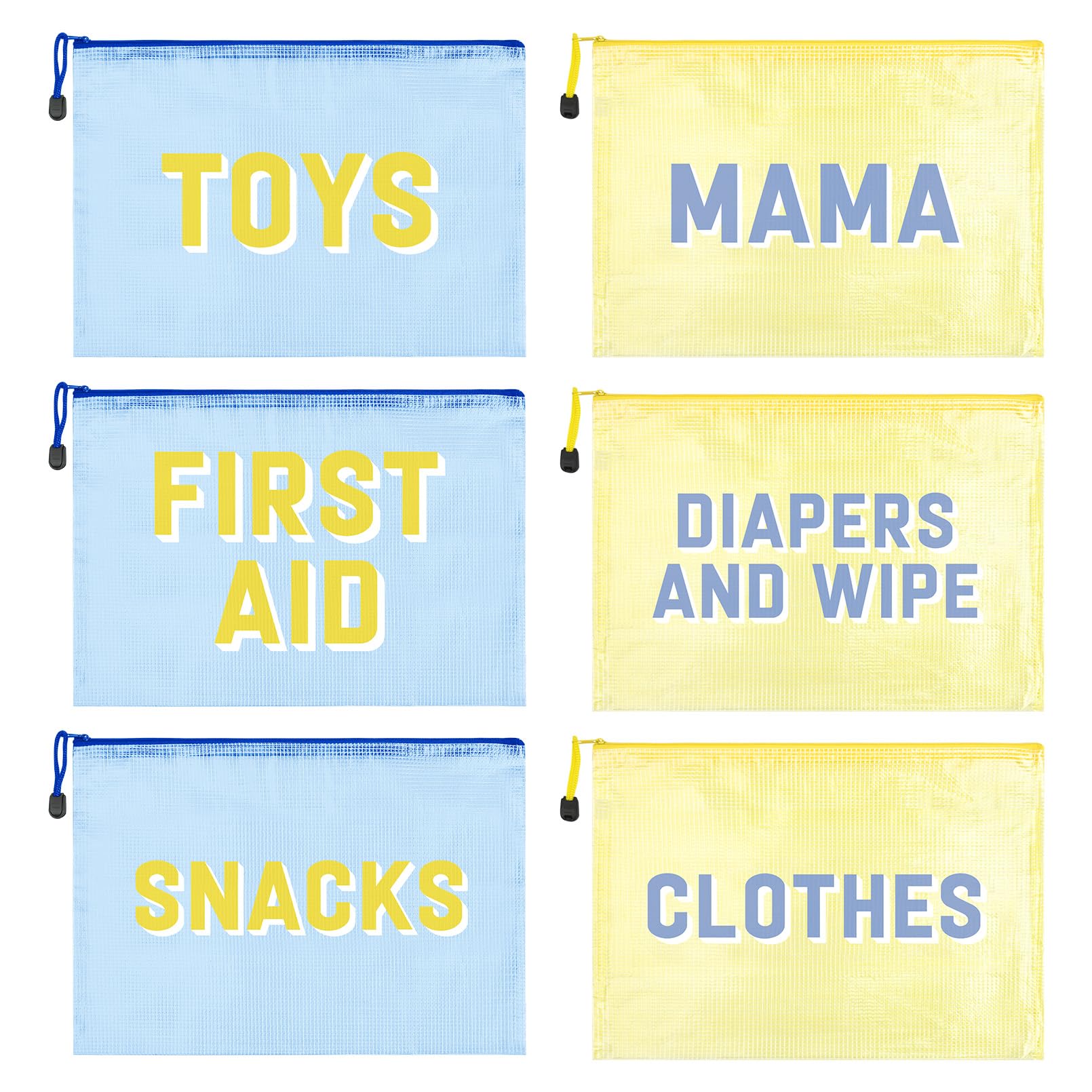 6pcs Hospital Diaper Bag Organizing Pouches for Labor and Delivery, Maternity Essentials Diaper Bag Organizer for Mommy Travel - Blue/Yellow-image-27