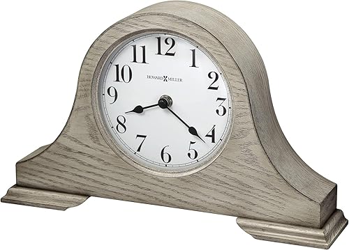 Howard Miller Nampa Mantel Clock II 549-751 - Acabado gris cálido, esfera blanca nítida, cristal de cristal convexo, estilo tambor, decoración