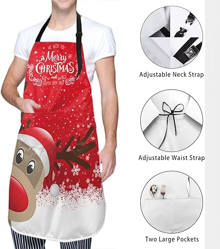 Miniatura 3 de aportt Delantales de cocina para mujer, delantales de poliéster con 2 bolsillos, Pinafore de 28 x 33 pulgadas