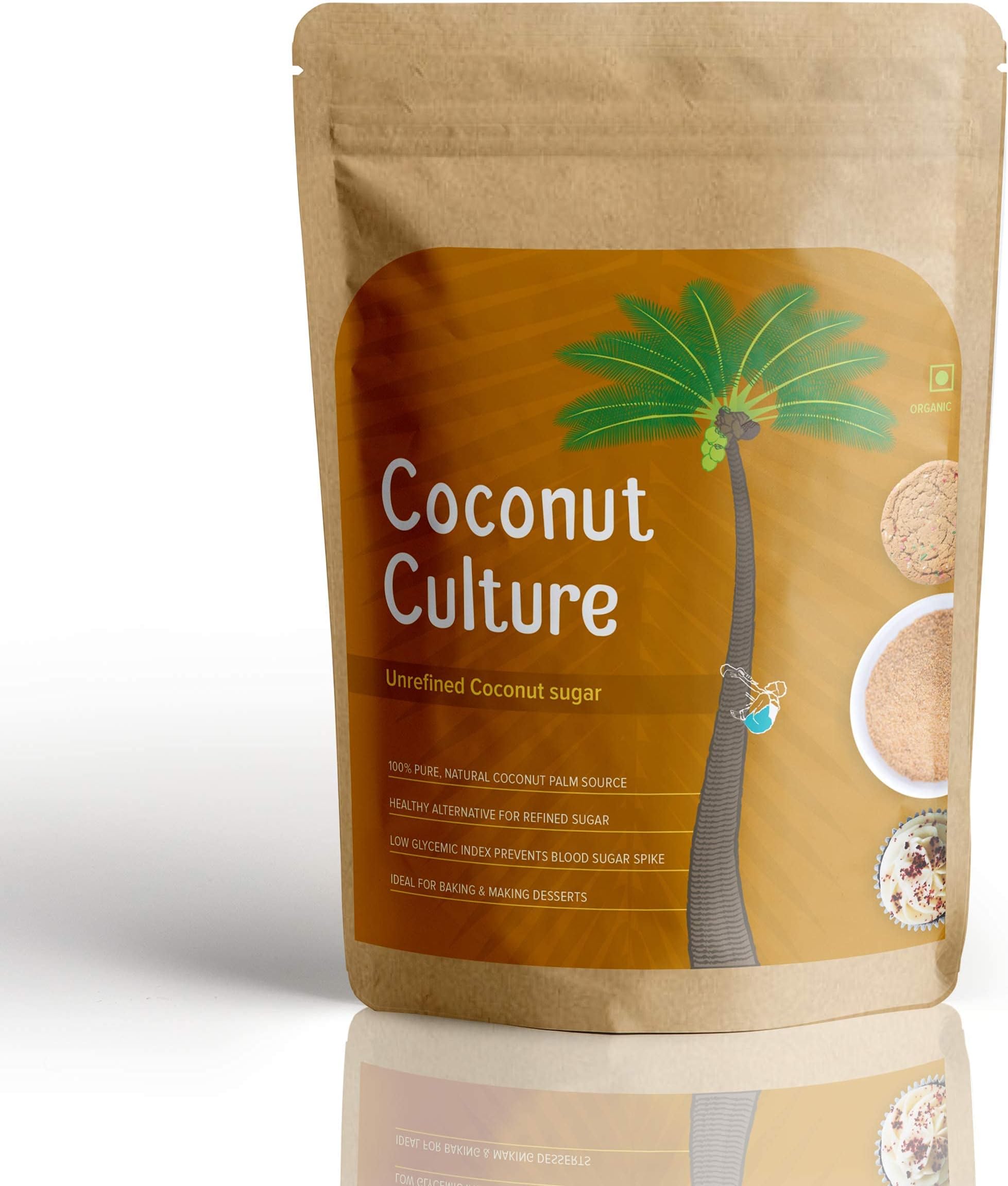 Unrefined coconut Sugar - 350 grams | Low GI | Rich in minerals | Healthy sugar variety | Natural sweetener | No added preservatives and chemicals (Pack of 1)