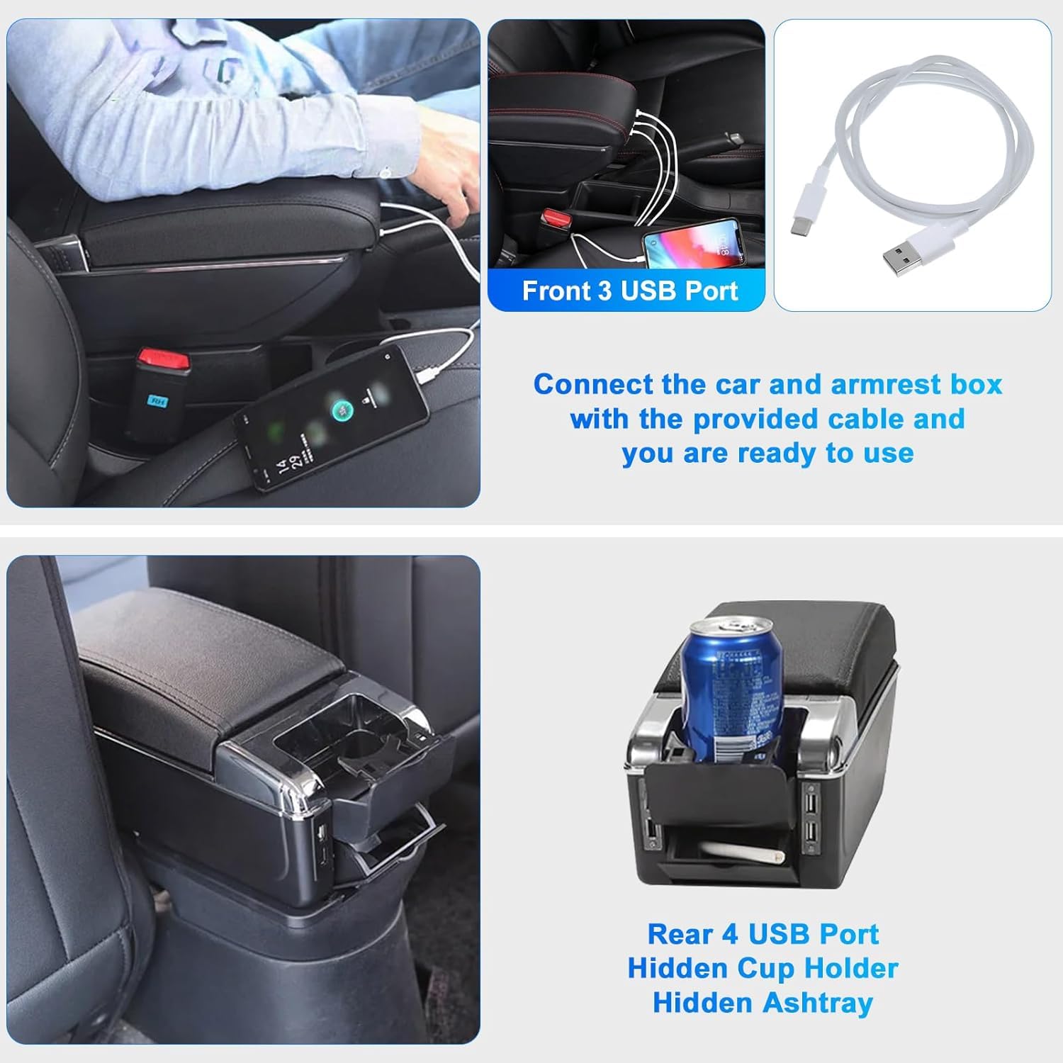 Lederen Auto Center Console Armrest Opbergdoos Geschikt voor Ford Focus 2007 2008 2009 2010 2011