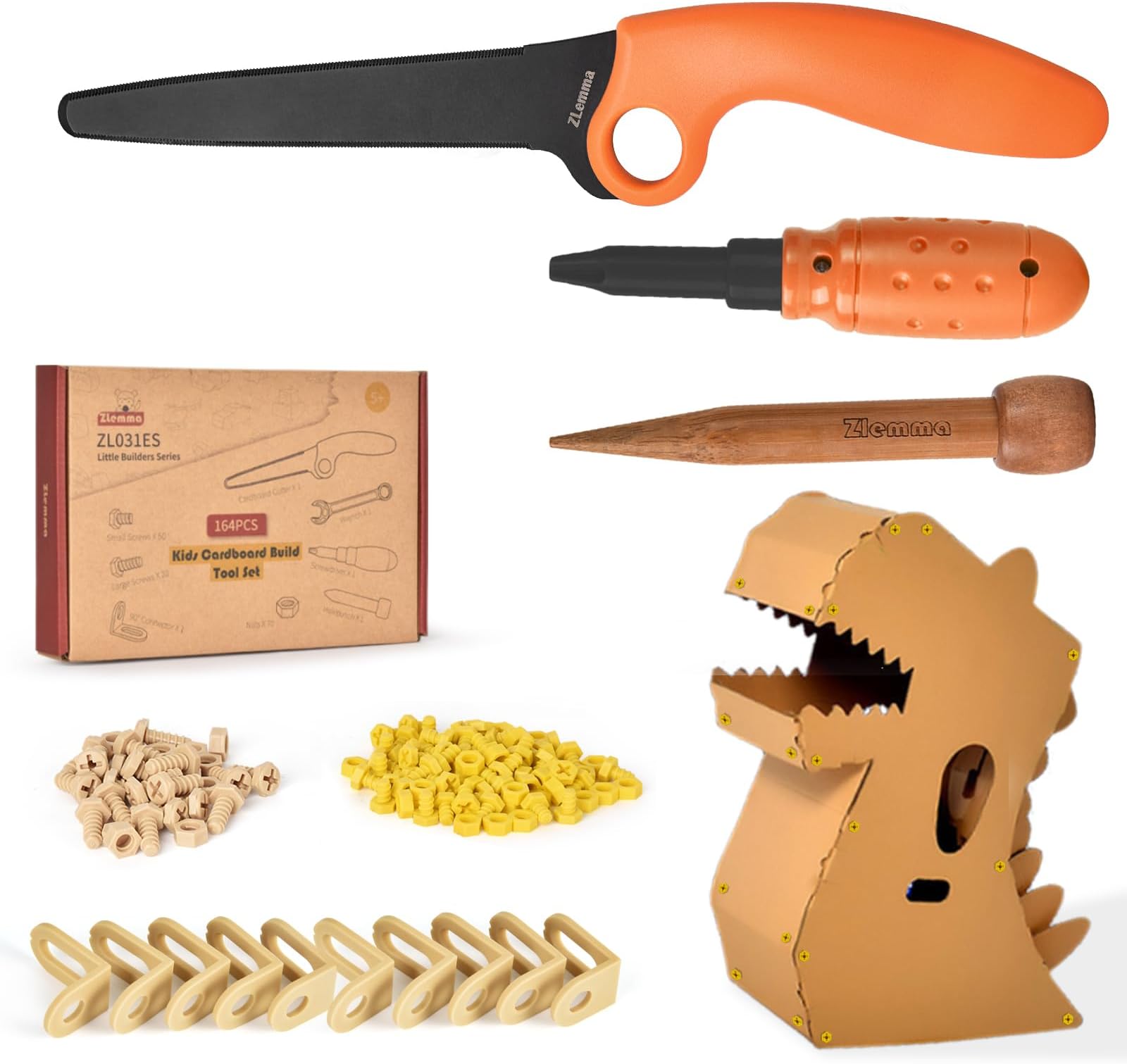 Cardboard Construction Toolkit 164 Pieces with Cardboard Cutter