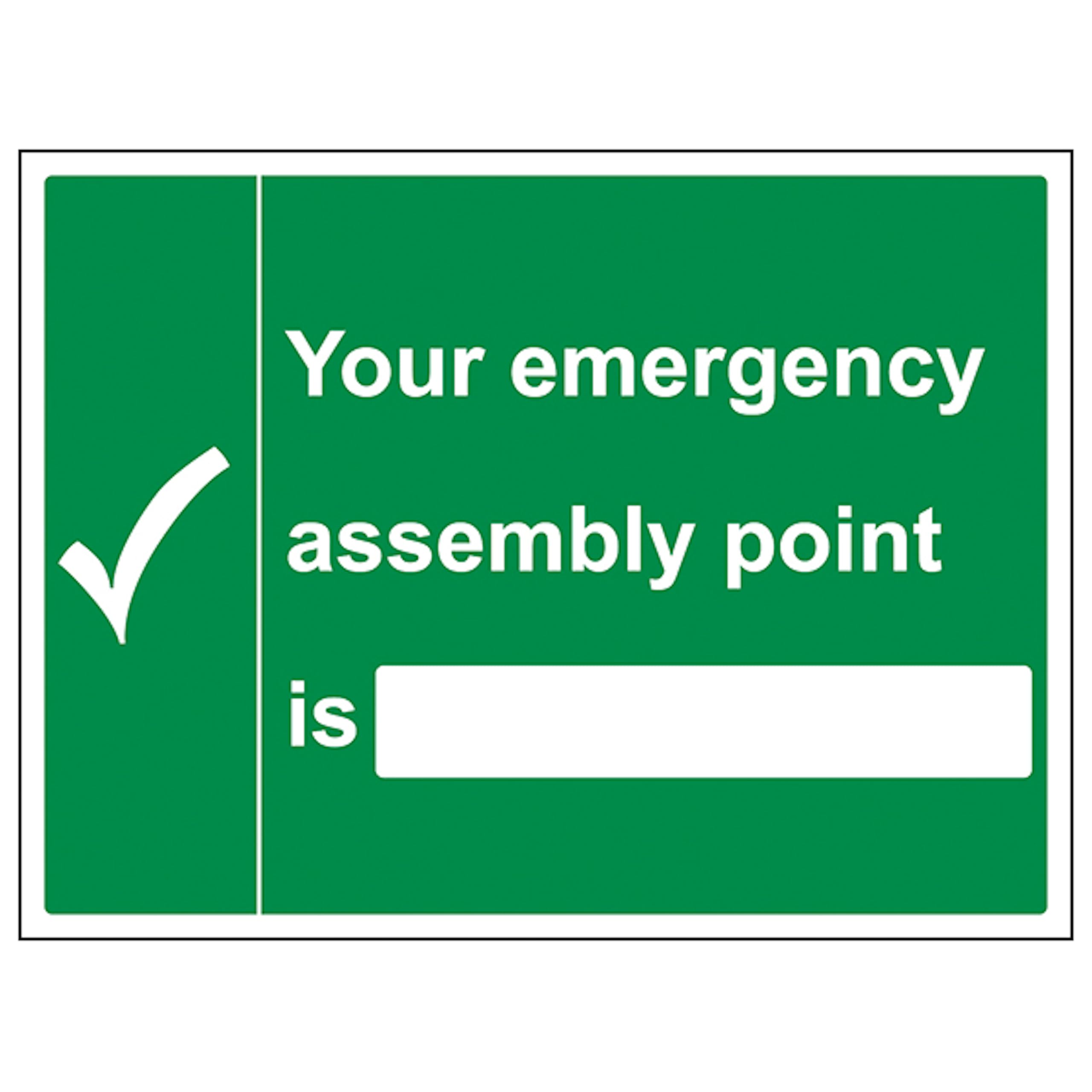 V Safety Your Emergency Assembly Point - Large Landscape 600 x 400 mm - 3mm Aluminium Composite Safety Sign