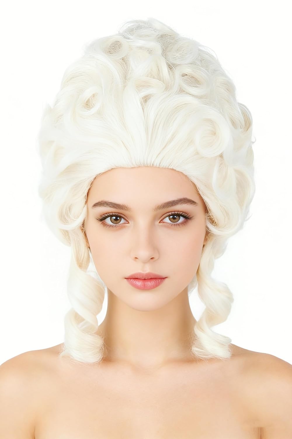 LeMarnia Colonial Wigs for Women Platinum Blonde Victorian Court Vintage Wig Baroque Fluffy Beehive Wigs Halloween Costume Party Dress Wig