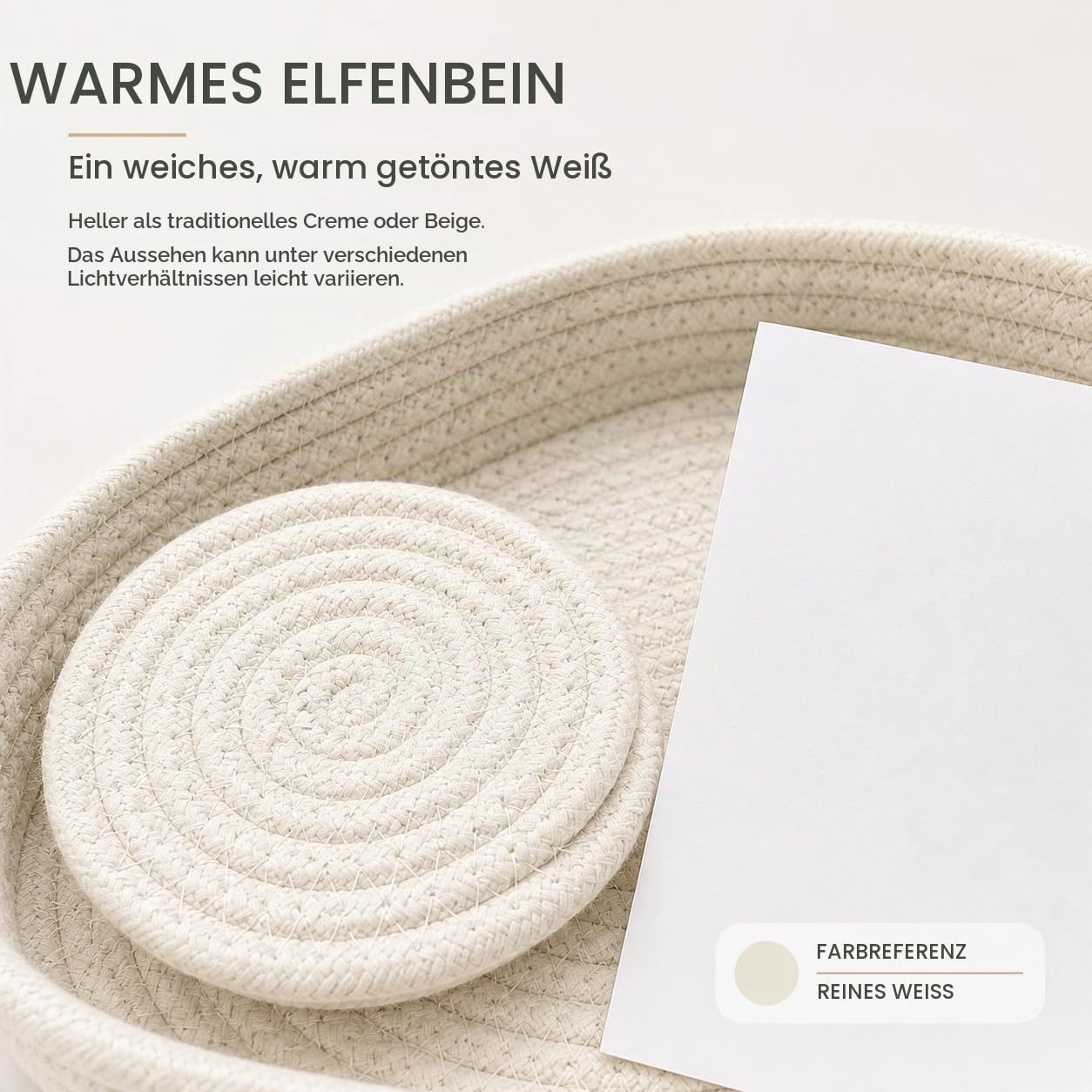 Platzsets aus gewebtem Baumwollseil, rund, 6 Stück, mit Halter, rutschfest und hitzebeständig, Shabby-Chic-Tischsets (gebrochenes Weiß, 33 cm, 6 Stück)