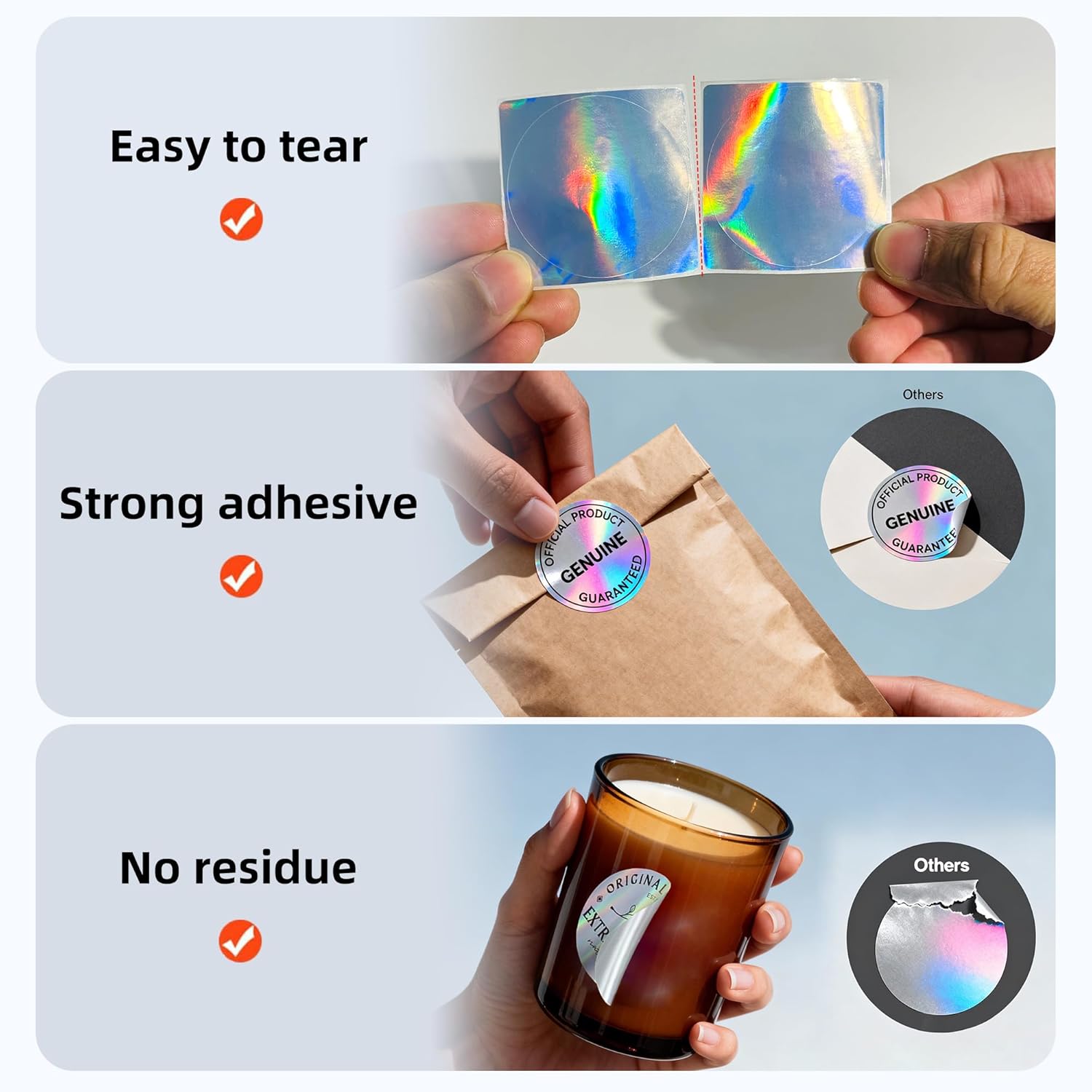 2" Circle Holographic Thermal Labels, Round Printable Rainbow Glitter Thermal Printer Sticker Labels for Gift Wrapping, Self-Adhesive Name Price Tag DIY Custom Logo Design, 800 Sheets/2 Roll