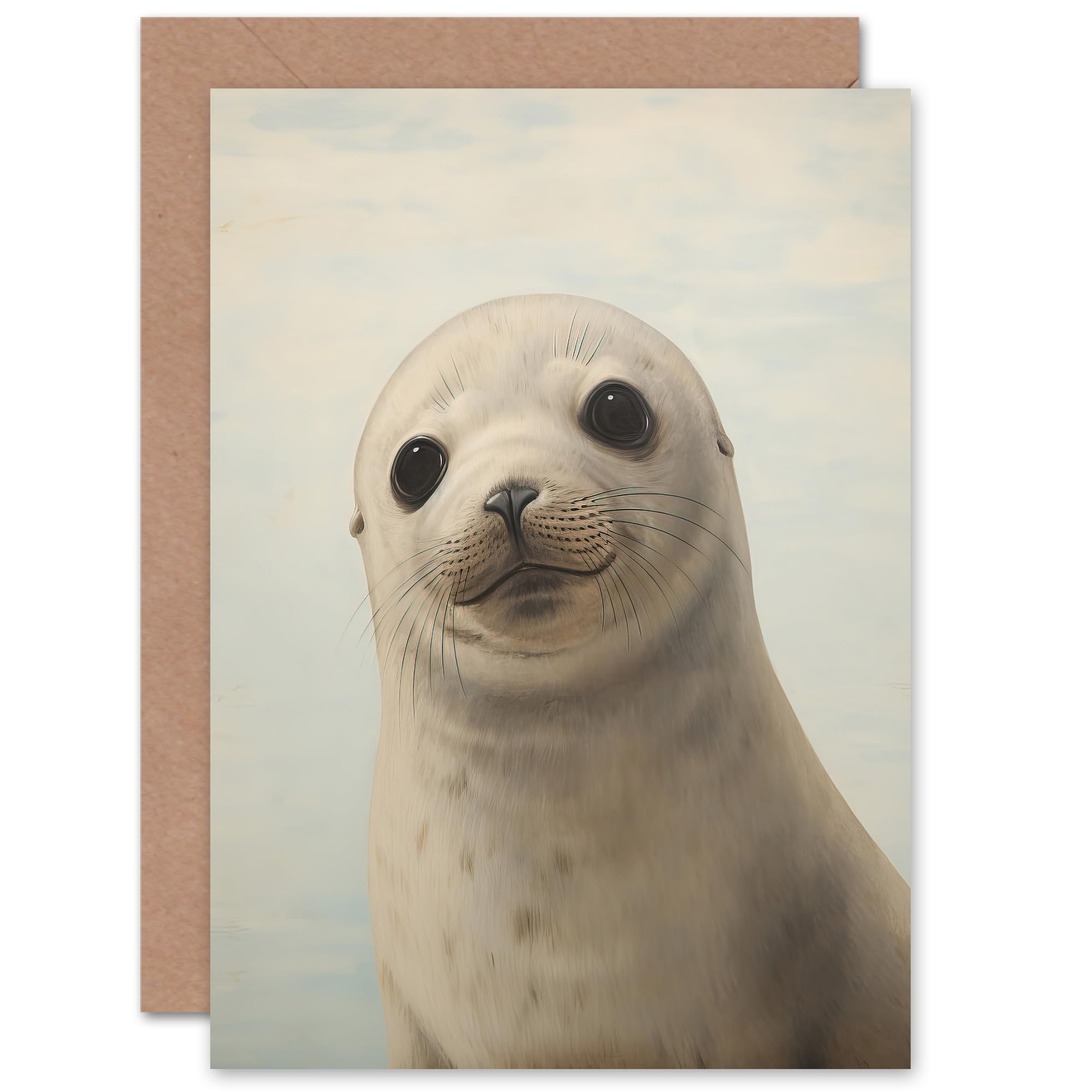 Artery8 Adorable Baby Seal Pup for Wife Her Mum Sister Daughter Mom Gran Nan Birthday Thank You Kids Child Blank Art Greeting Card