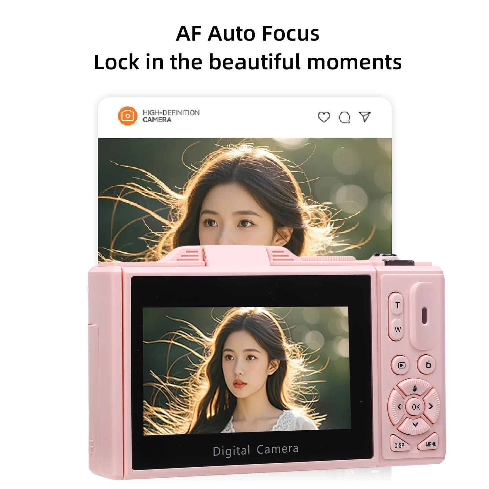 Bewinner Fotocamera Digitale 5K per Video Fotografici, Videocamere Wi-Fi da 75 MP per Vlogging su YouTube, Videocamere con Messa a Fuoco Automatica UHD, Schermo Orientabile a 180° da 3