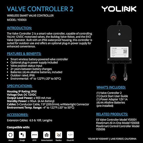 Miniatura 2 de YoLink Controlador de válvula inteligente 2 con válvula de bola motorizada de latón de 1"