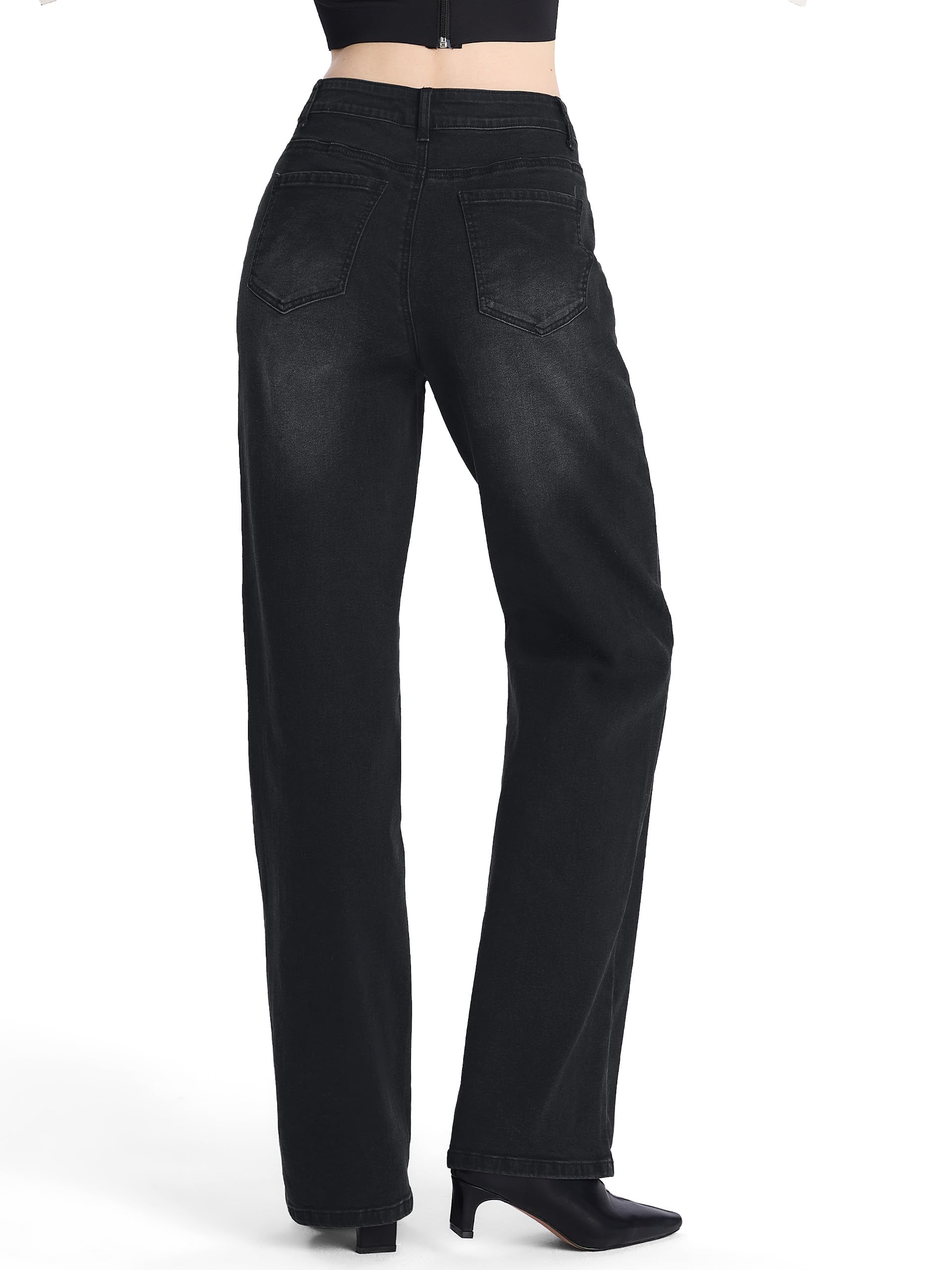 Sevego Extra Lang Damen Jeans 81/86/91 cm High Waist Straight Jeans Stretch Baggy Jeans Weites Bein Casual Loose Denim Hose