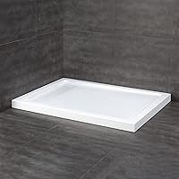 Vista 7 de OVE Decors Base de ducha rectangular de 48 pulgadas de ancho x 32 pulgadas de profundidad, drenaje lateral oculto, acrílico blanco, diseño reversible