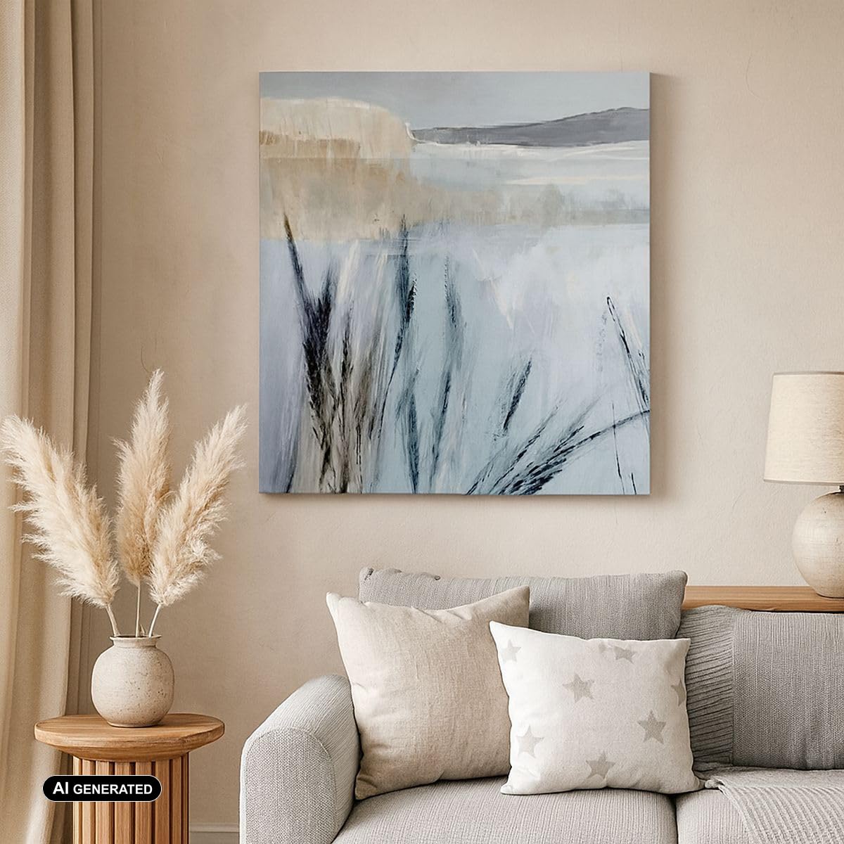 Cuadro sobre Lienzo 60x60cm Moderno Cuadrado Abstracto Botánica - 5628 | Brillante Minimalismo Pedazo Cuadro Decorativo Grande Arte mural Decoración del Hogar Salón Dormitorio Cuadros de Pared