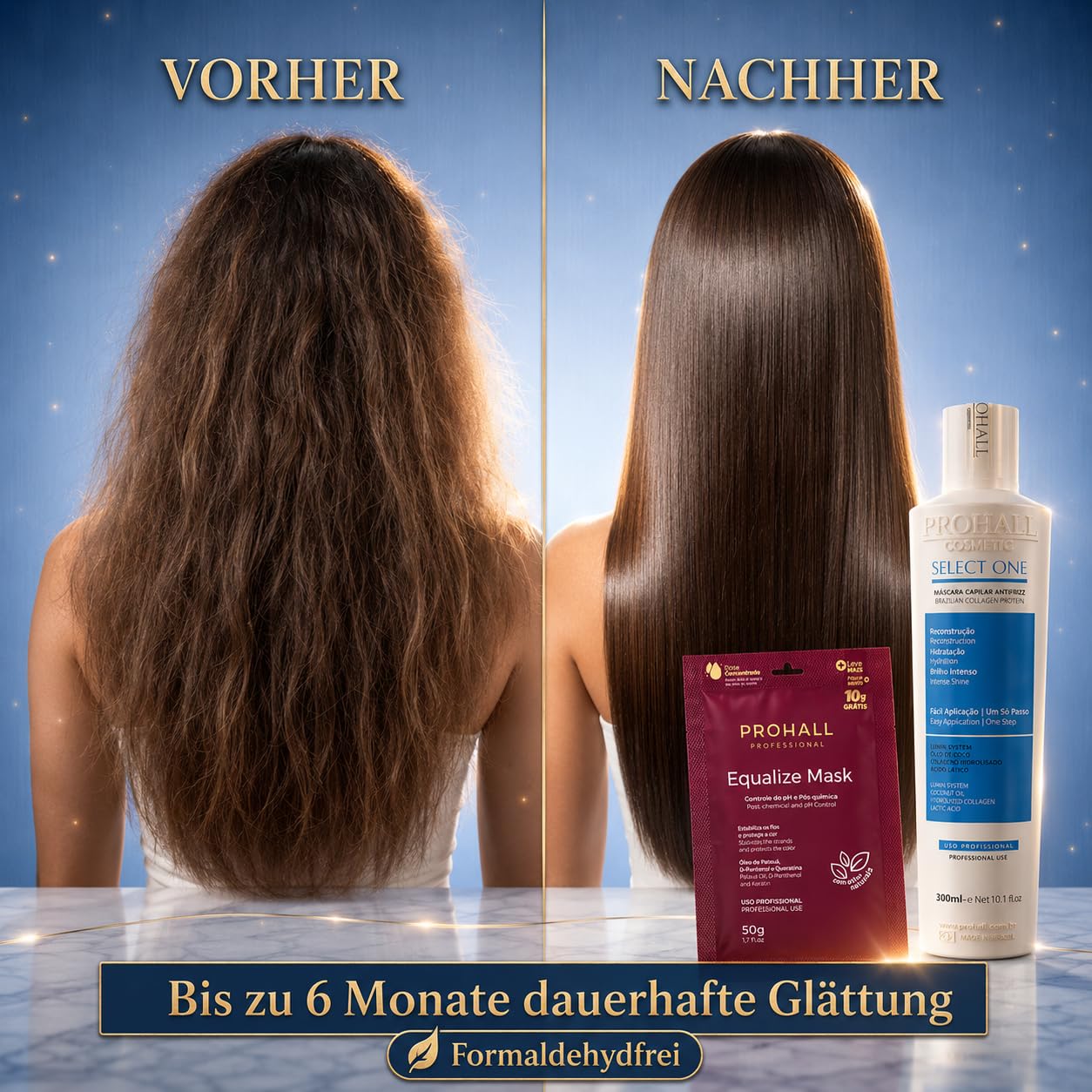 Blonde Keratin-Haarglättungsbehandlung zu Hause–Formaldehydfreie brasilianische Keratin-Haarmaske für widerspenstiges & krauses Haar–Dauerhafte Haarglättung hält bis zu 6 Monate-Select1-10.1FLOz