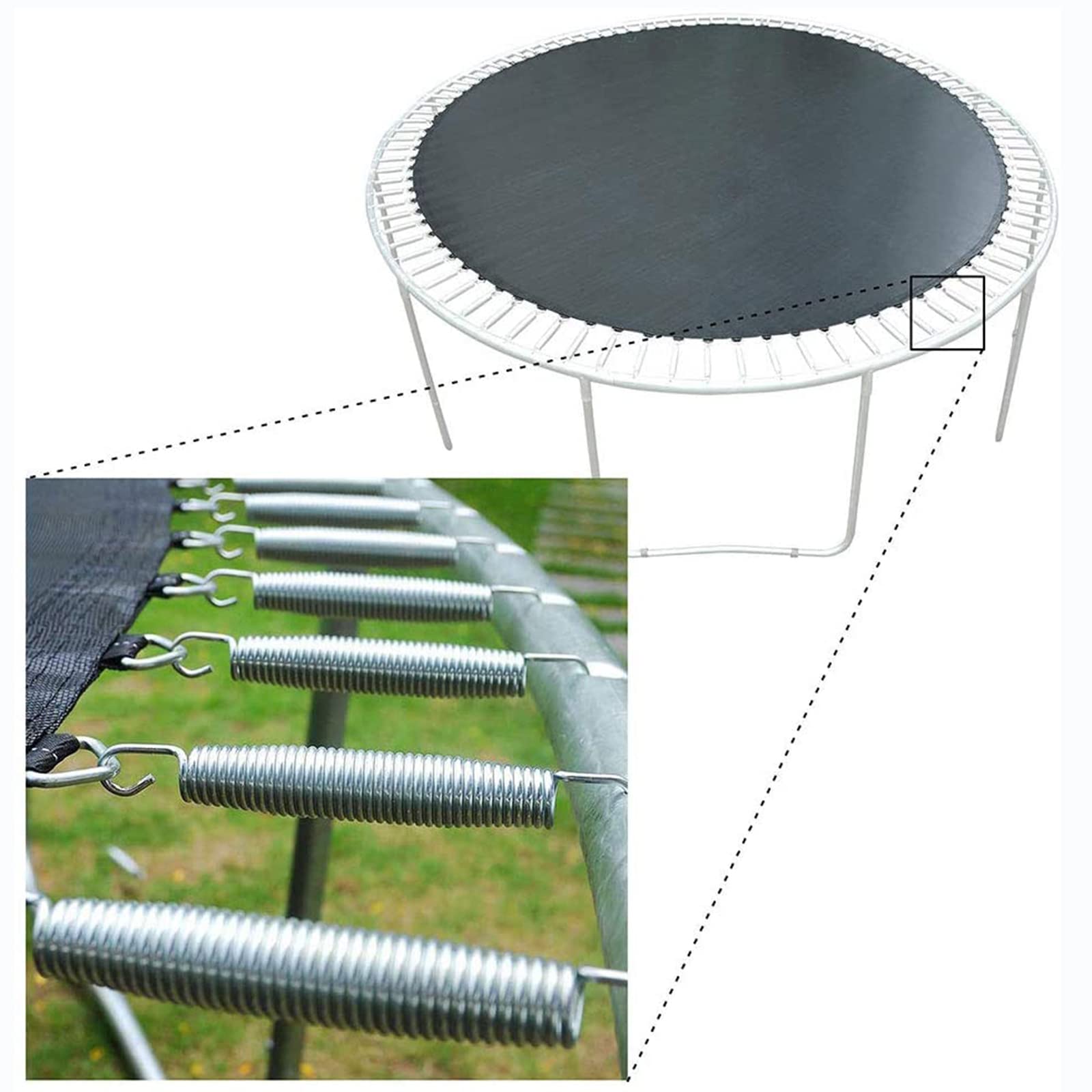 Generisch Trampolinfedern Ersatzstahlfedern 140mm 165mm 180mm, Spiralfedern mit T-Haken für Trampoline Ø240-427cm