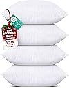 Utopia Bedding Throw Pillows (Set of 4, White), 18 x 18 Inches Pillows for Sofa, Bed and Couch Decorative Stuffer Pillow