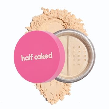 Half Caked Star Bright Loose Setting Powder, Included Puff, Vegan & Cruelty-Free Banana, 8.2g