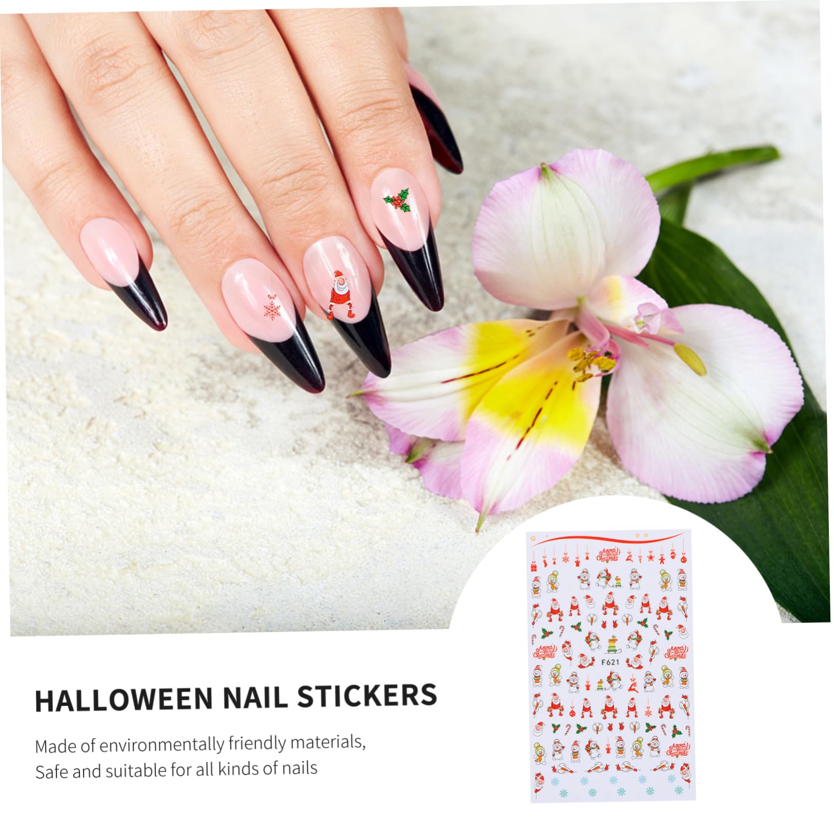 Healeved 18fogli Adesivi Natale Per Unghie Di Sticker Autoadesivi Per Decorazioni Con Tema Santa Claus Facili Da Applicare Design e Resistente Perfetti Per Nail Art Festiva
