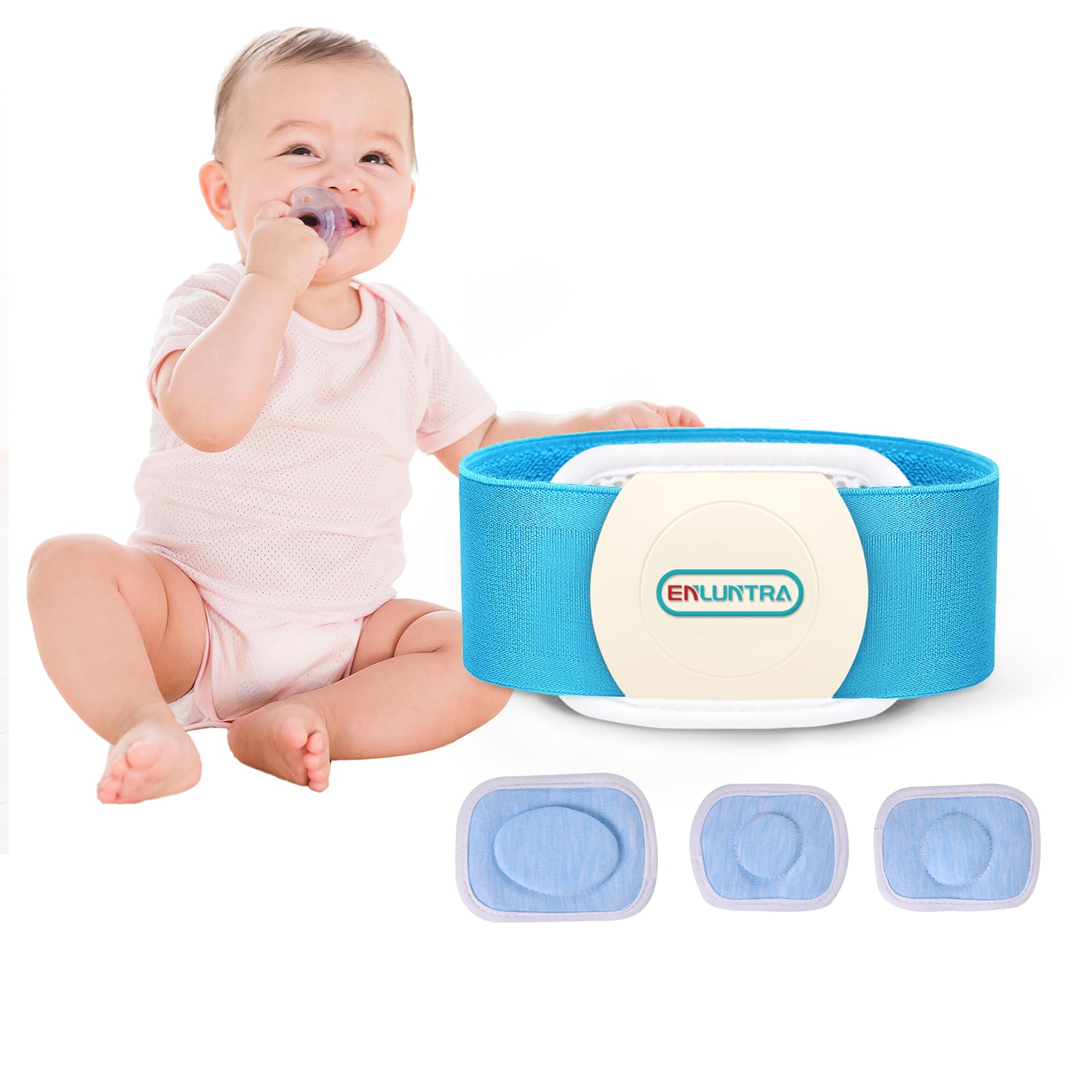 ENLUNTRA Umbilical Hernia Belt Baby，Breathable Baby Belly Band，Adjustable Newborn Belly Support Band Wrap with 3 Hernia Packs(Movable Pads)