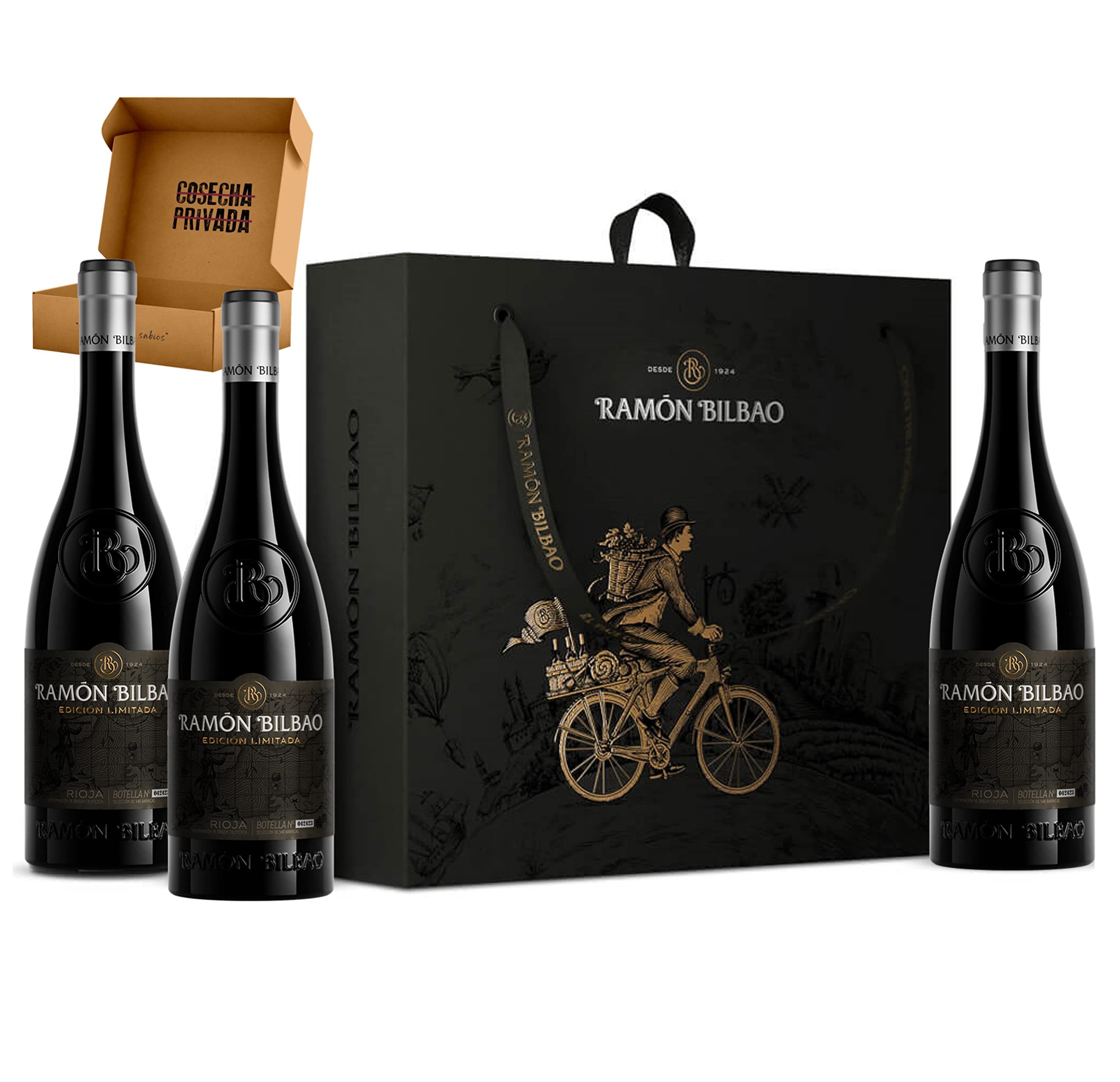 Ramón Bilbao EL - Envío 24 H - 3 Botellas - Vino Tinto DO Rioja - Cosecha Privada (Estuche Regalo, 3 Edición Limitada)