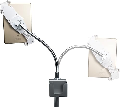 Miniatura 8 de Soporte de pie para tablet, con cuello de cisne y altura ajustable, Plateado Universal