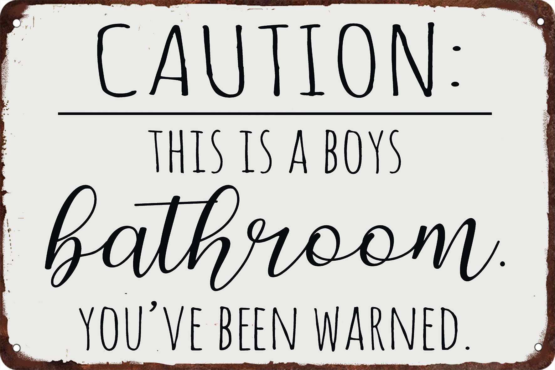 SMAZDFXX Caution This is a Boys Bathroom You've Been Warned Metal Tin Sign Kitchen Decorative Cafe Wall Decor Restaurant Wall Retro 8"x12"