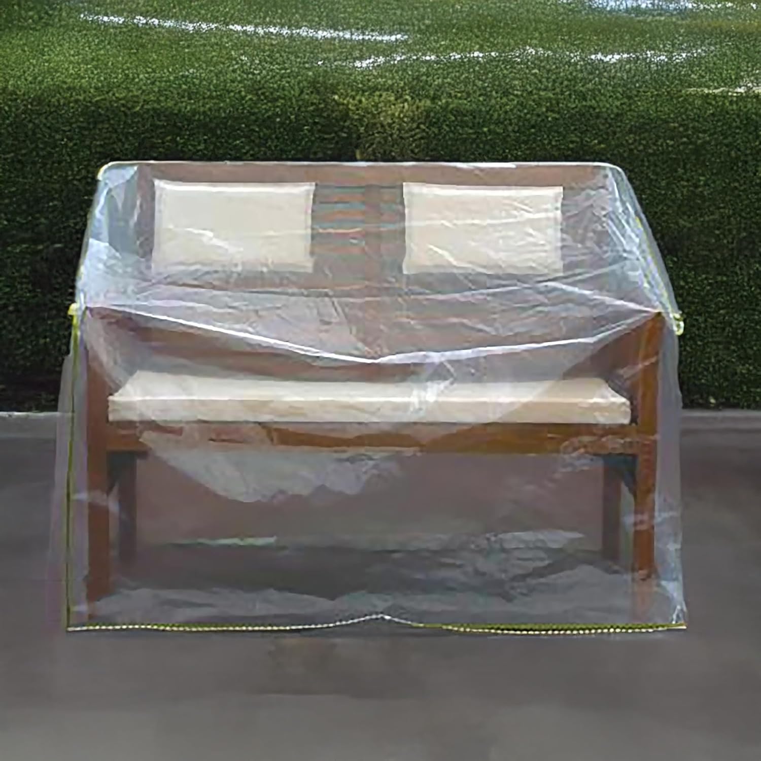 Clear Nylon Two Seater Bench Cover - UV Protected Outdoor Furniture Cover, Waterproof Patio Loveseat
