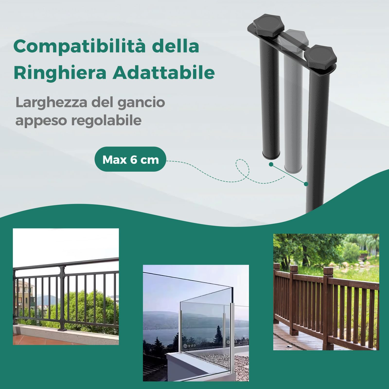 COSTWAY Tavolino da Balcone, Tavolino Sospeso Pieghevole con Struttura in Metallo, Tavolo Salvaspazio da Ringhiera per Patio e Terrazzo, Portata 23 kg, 60,5 x 50,5 x 51 cm