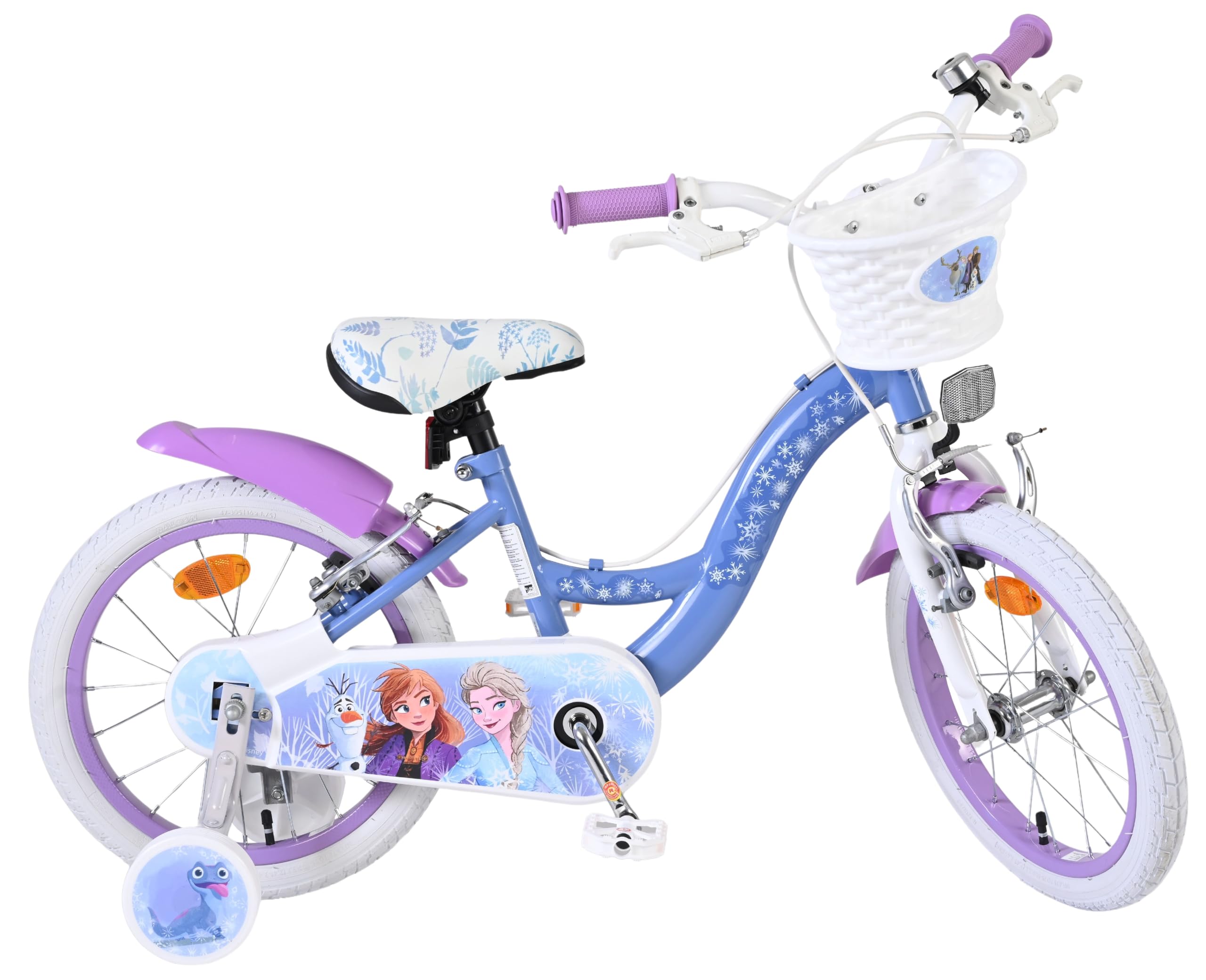 Volare Disney Frozen II Kids Blue Bike | Ages 4-6 | 16 Inch Wheel | 2 Handbrakes (Front & Back), Removable Stabilisers & Pedal Reflectors | Adjustable Height | Handlebar Basket | Gift for Girls โ image 1