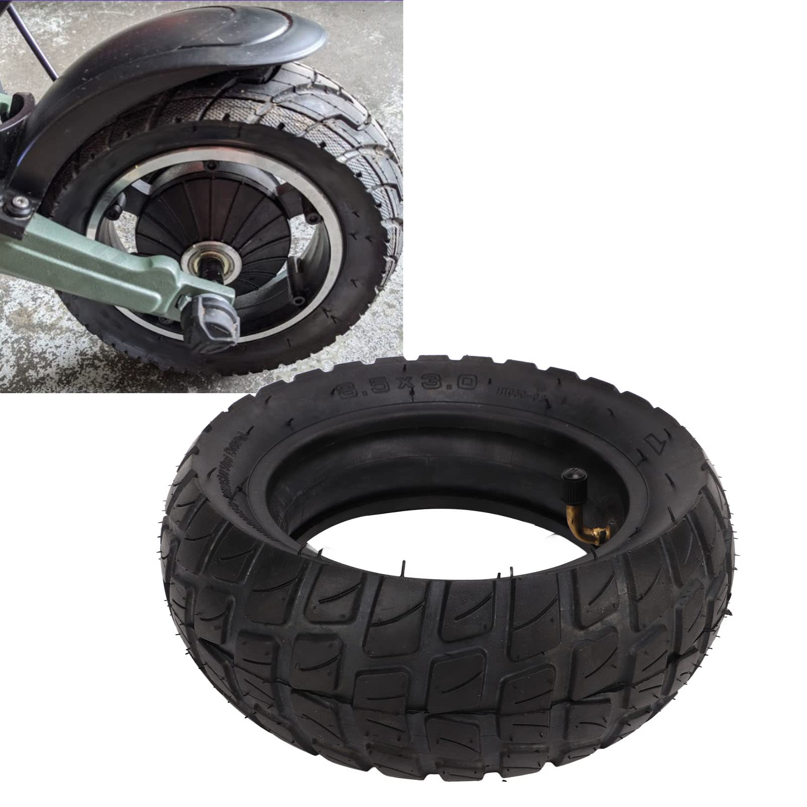 Pneu Scooter Électrique, Pneu Anti-Choc Gonflable Intérieur Extérieur 8.5x3.0 en Caoutchouc Résistant avec Adhérence Améliorée pour Remplacement de Roue E-Scooter