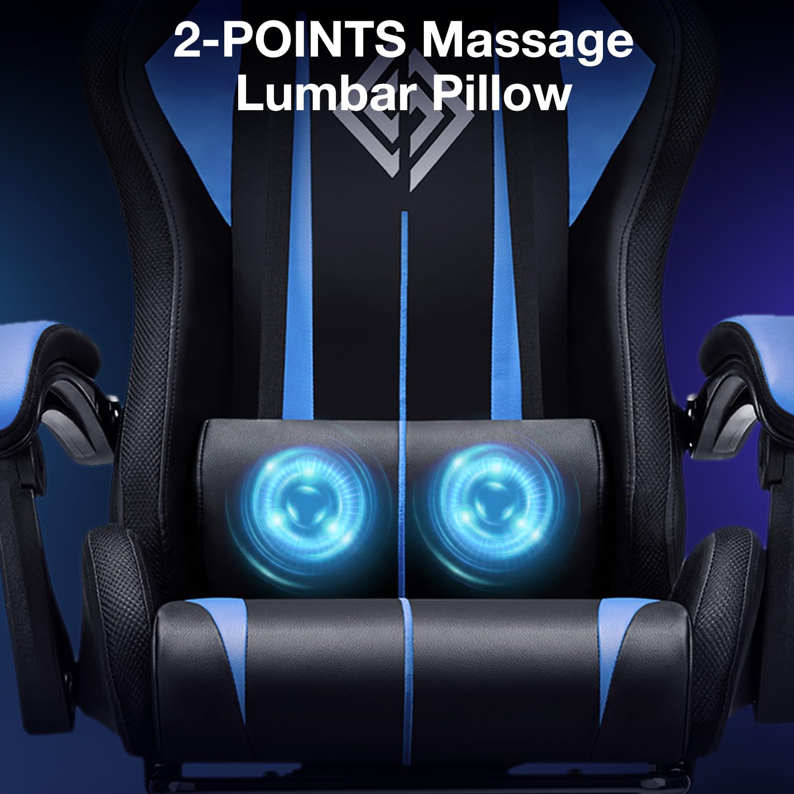 Gaming Chair with Bluetooth Speakers and RGB LED Lights Ergonomic Massage Video Game Chair with Footrest High Back with Lumbar Support Blue and Black