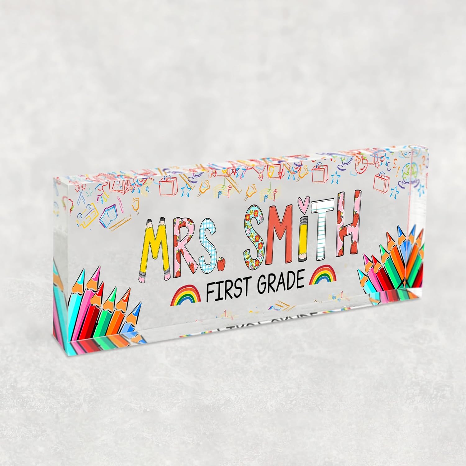 Nazenti Personalized Name Plates for Desk, Pencil Teacher Gift, Teacher Desk Name Plate Personalized, Teacher plaques for Desk, Teacher Desk Decor