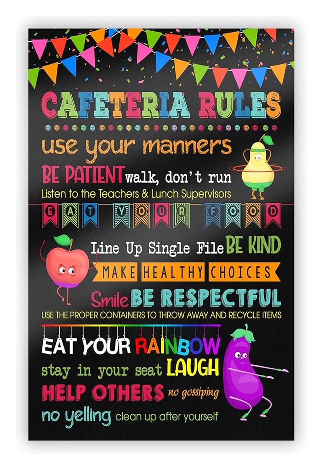 RNUMLIGH Cafeteria Behavior Poster, Lunchroom Rules Sign for School, Printable Teacher Decor, Classroom Management Tool(Unframed,08x12inch(20x30cm))