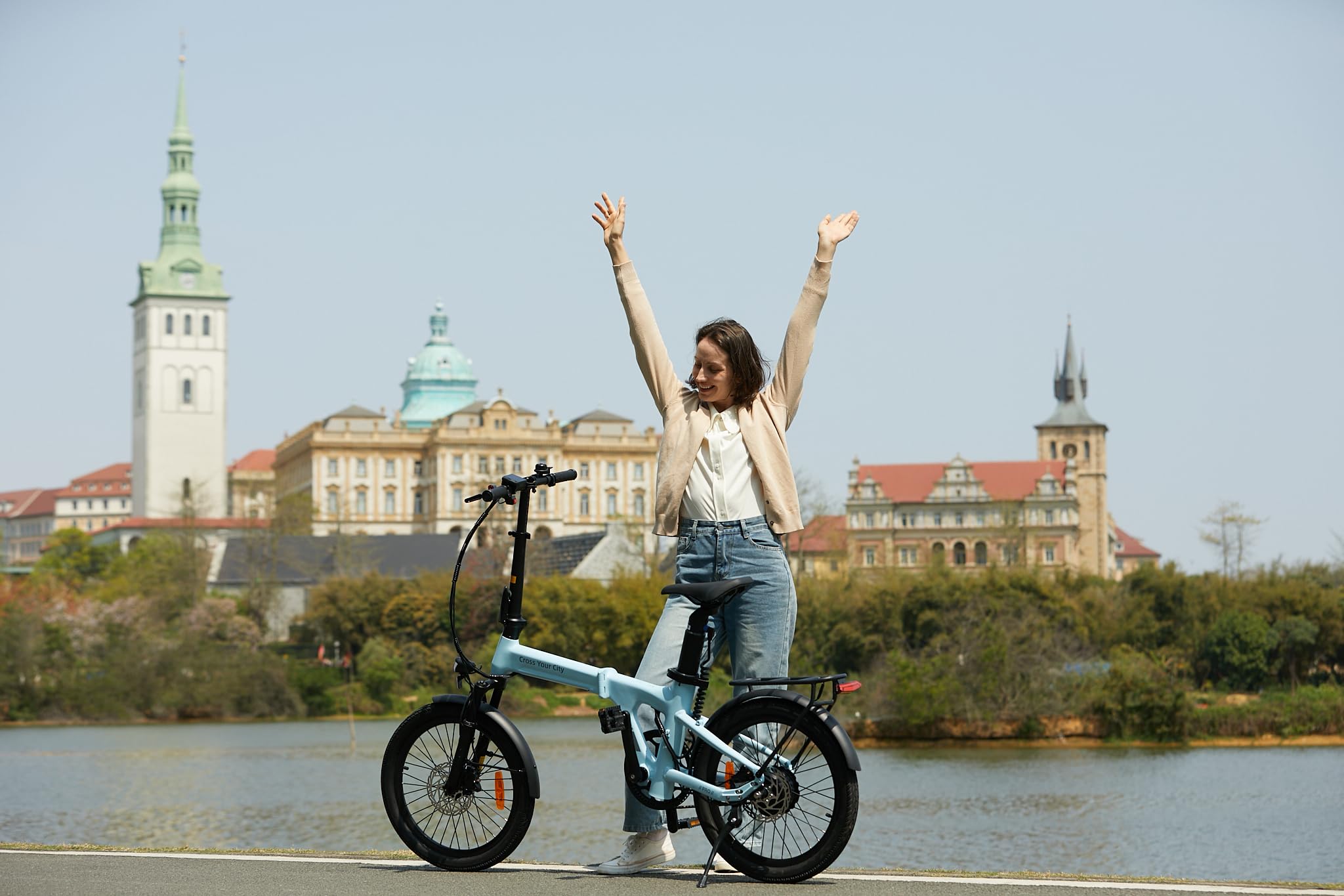 Ado Air20ProV2026 Bicicleta Eléctrica Plegable, Ebike Ultraligera 20'', Motor Automático BaFang, Modo Dual Eco/Sport, NFC y App, 100 km, Batería Extraíble 37V10Ah, con Cesta Delantera(Azul)