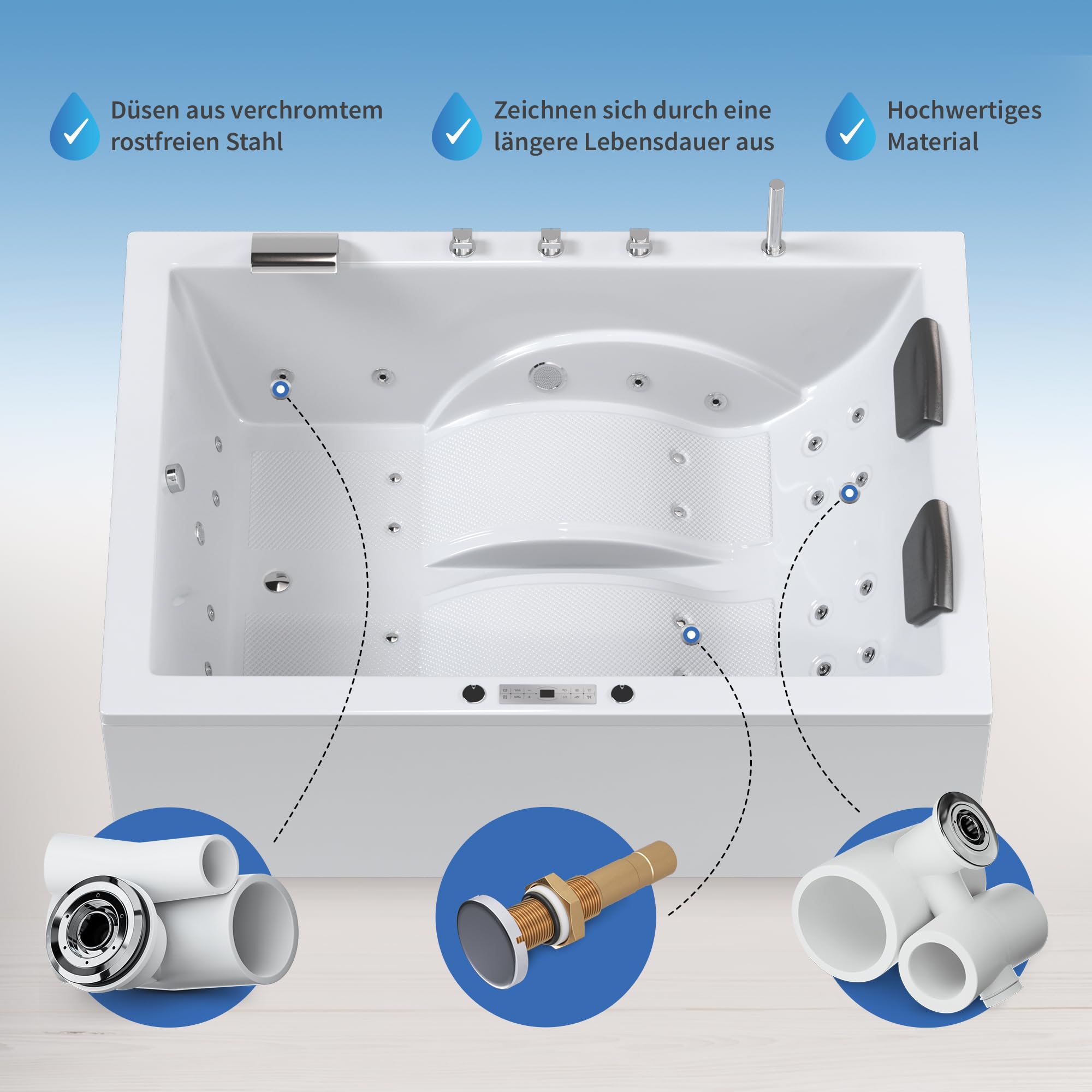 AQUADE Whirlpоol Badewanne 180x130 cm Acryl Badewanne Modell: Marburg Hеrgеstellt in Dеutschland Badеwanne Komplettset - Wählen Sie Ihre perfekte Wanne/Whirlpоol: Basic, Classic, Air-Relax, Lux
