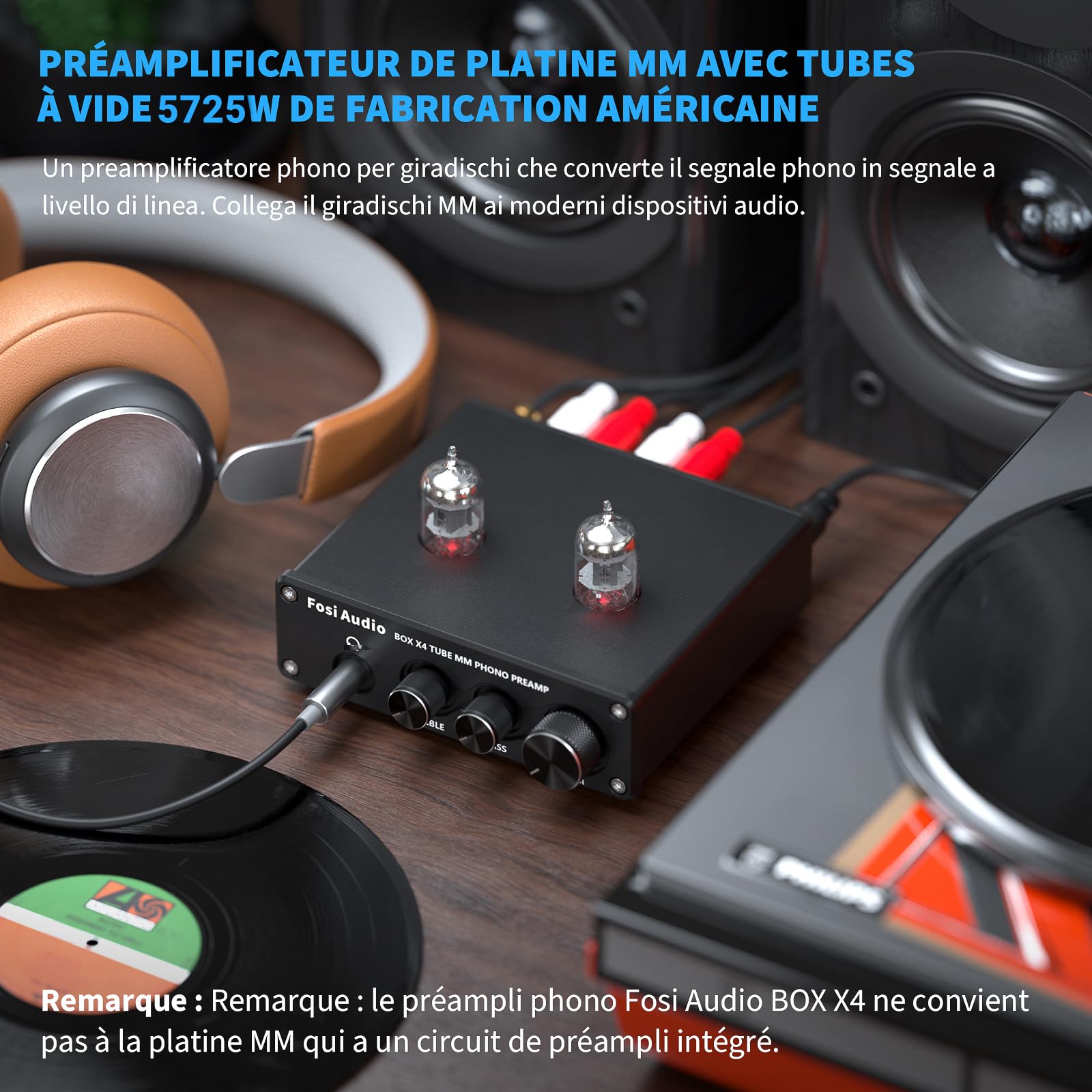 Fosi Audio Box X4 Préamplificateur Phono à Tubes HiFi, Préamplificateur à Tubes Hi-FI, Gain-Stéréo-Audio Phono-Audiophile