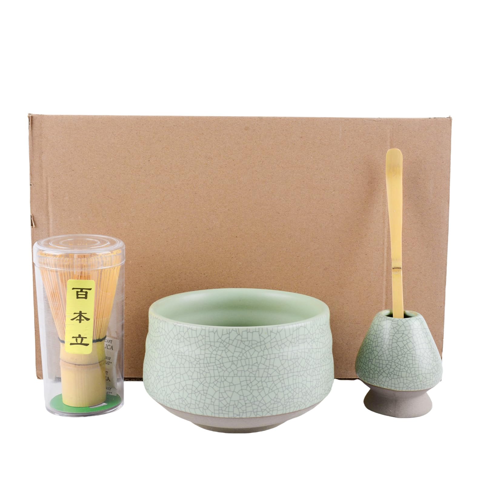 Coffret kit matcha avec bol en céramique verte cadeau idéal pour buveurs de thé