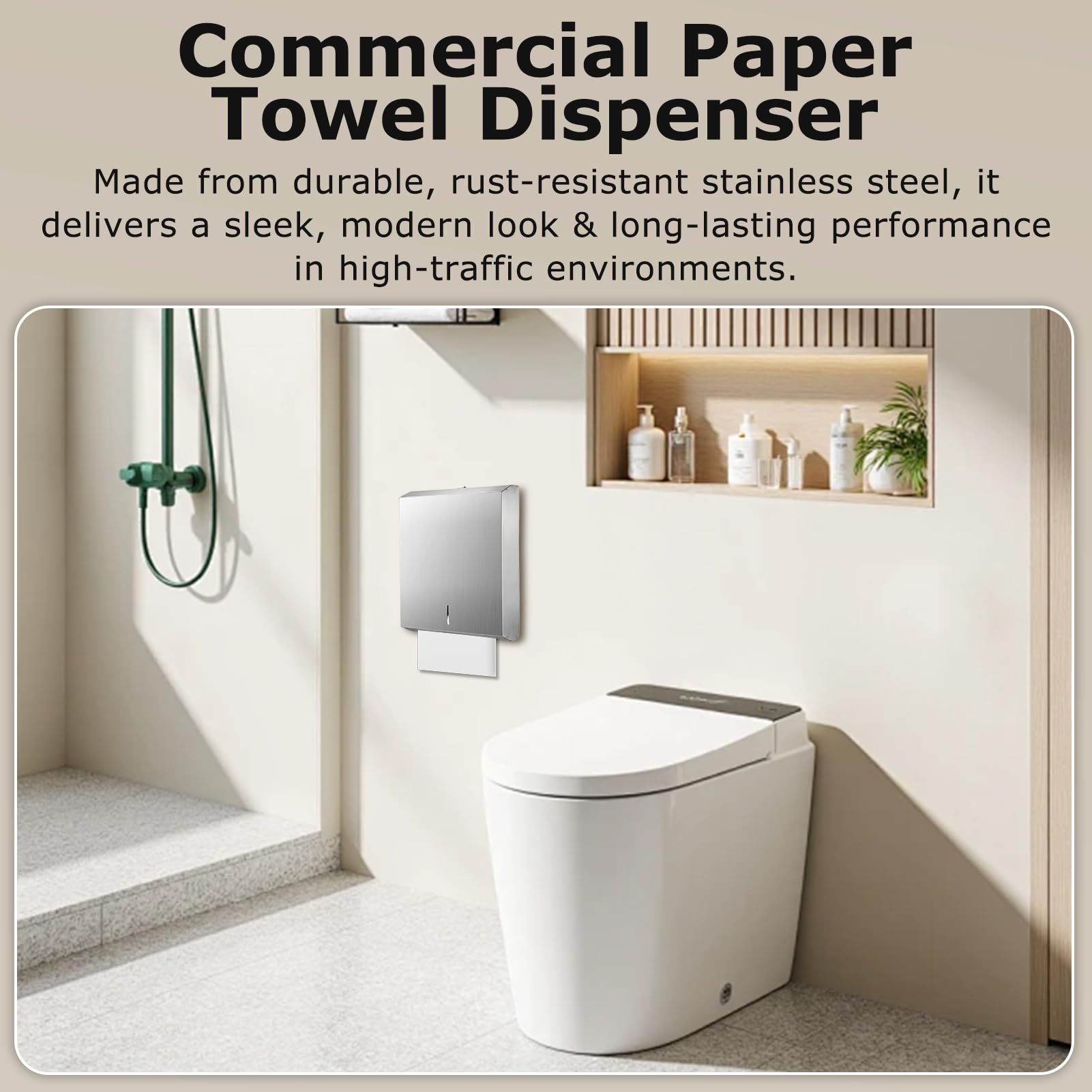 Dispensador de Toallas de Papel Acero Inoxidable con Llave Pared Baño | Soporte para toallas de papel de acero inoxidable de gran capacidad para hoteles, restaurantes y espacios comerciales