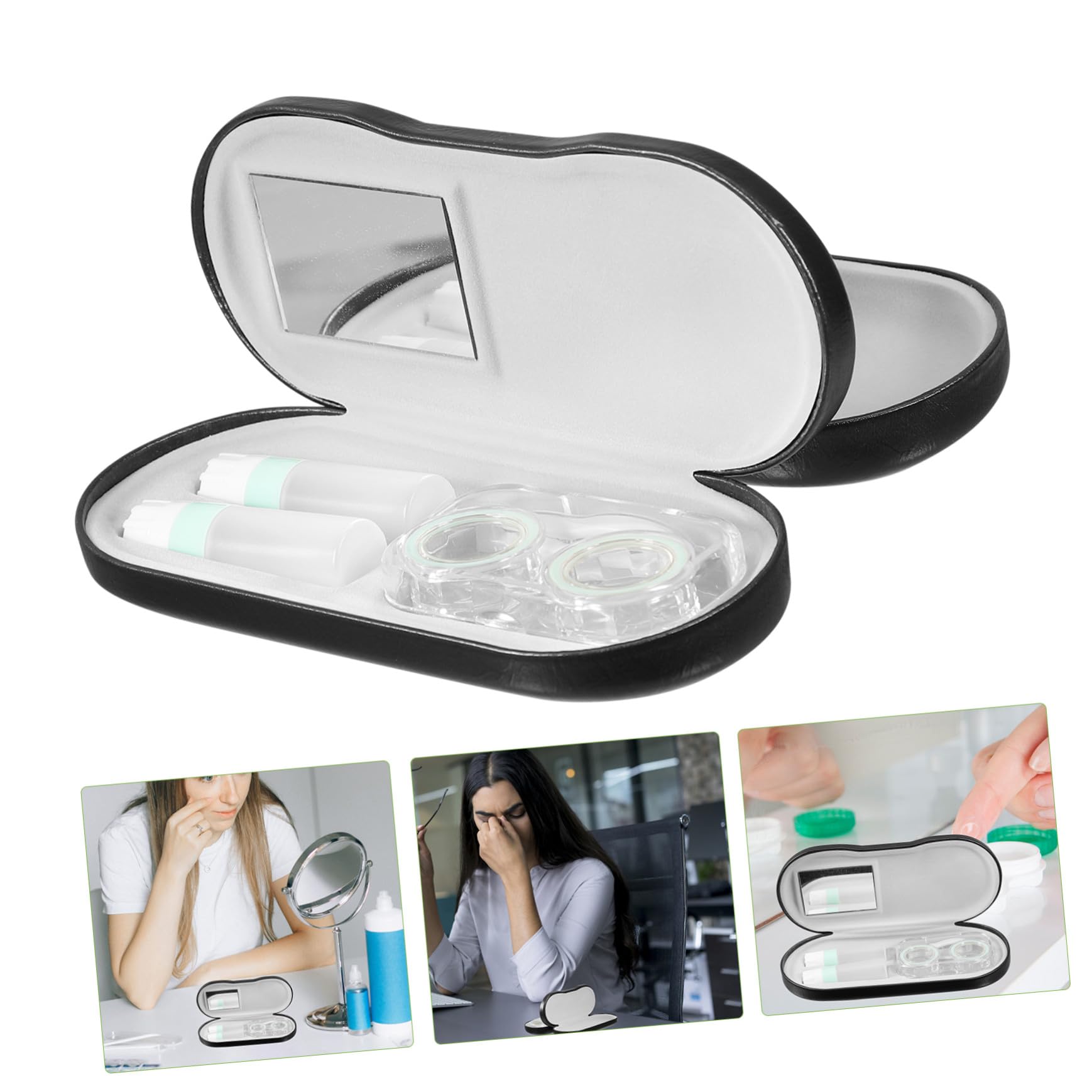 Estuche Doble para Gafas y Lentes de Contacto Funda Rígida Portátil con Accesorios Organizador de Viaje Resistente y para Gafas de Estándar