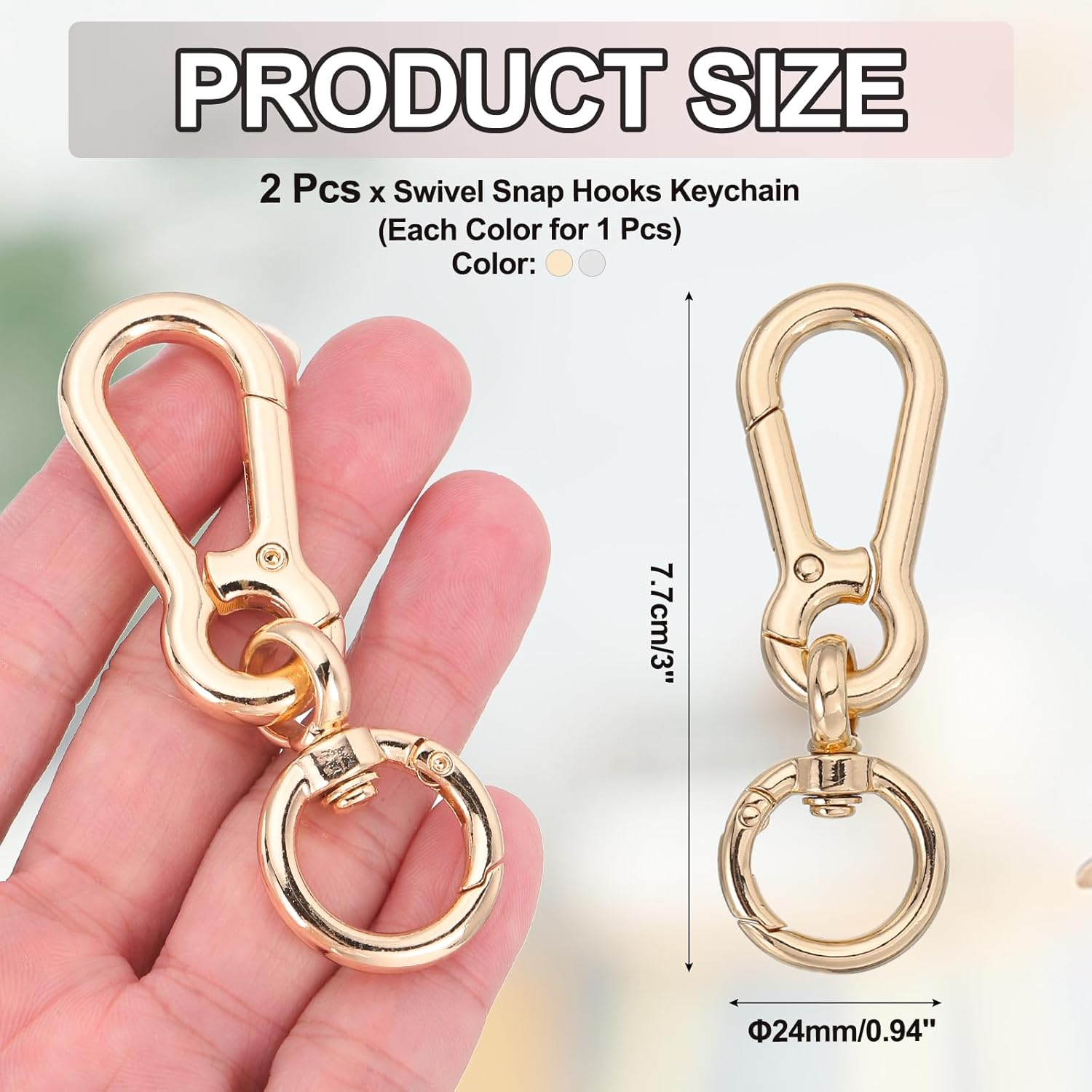 PATIKIL 3" Metal Key Chain Hooks, 2Pcs Double Opening Swivel Keychain Clasp with Spring O Ring