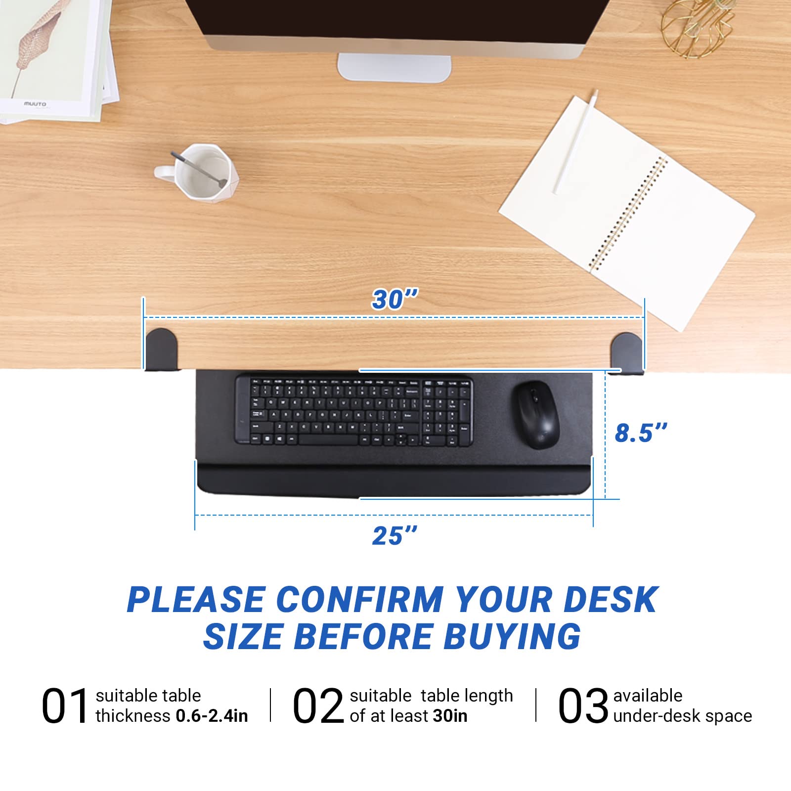 Buy FlexiSpot Large Keyboard Tray Under Desk Ergonomic 25”x 12” C Clamp