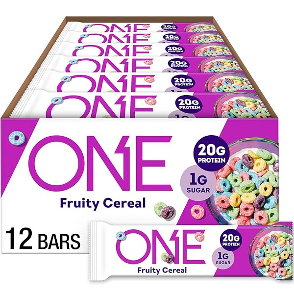 ONE Protein Bars, Fruity Cereal, Gluten Free with 20g Protein and 1g Sugar, Pantry Staples, 2.12 oz (12 Count), Packaging May Vary