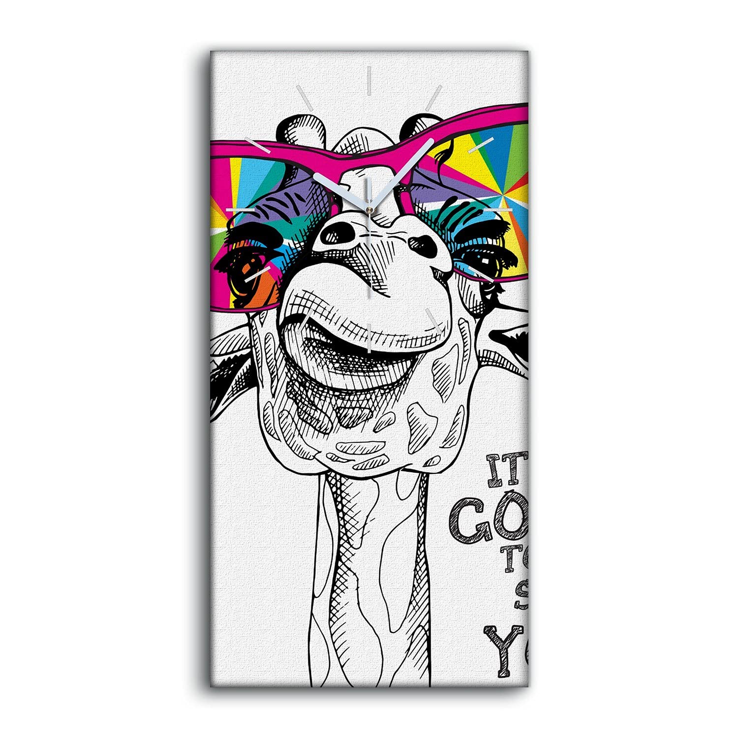Horloge sur Toile Coloray Girafe Art Moderne Salon