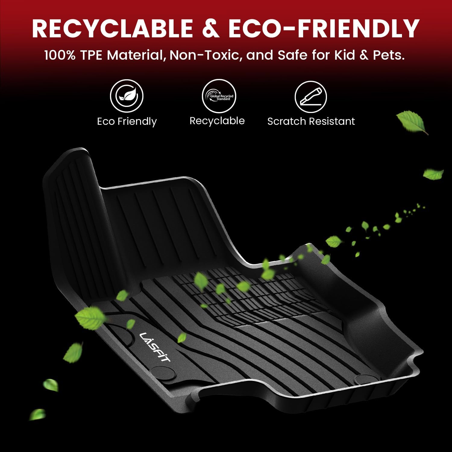 LASFIT Floor Mats for Mercedes Benz GLB 250/35 AMG 2026 2025 2024 2023 2022 2021 2020, All Weather TPE Custom Fit Floor Liners for Mercedes Benz GLB250 & GLB35 AMG 1st & 2nd Car Mats, Black - Image 8