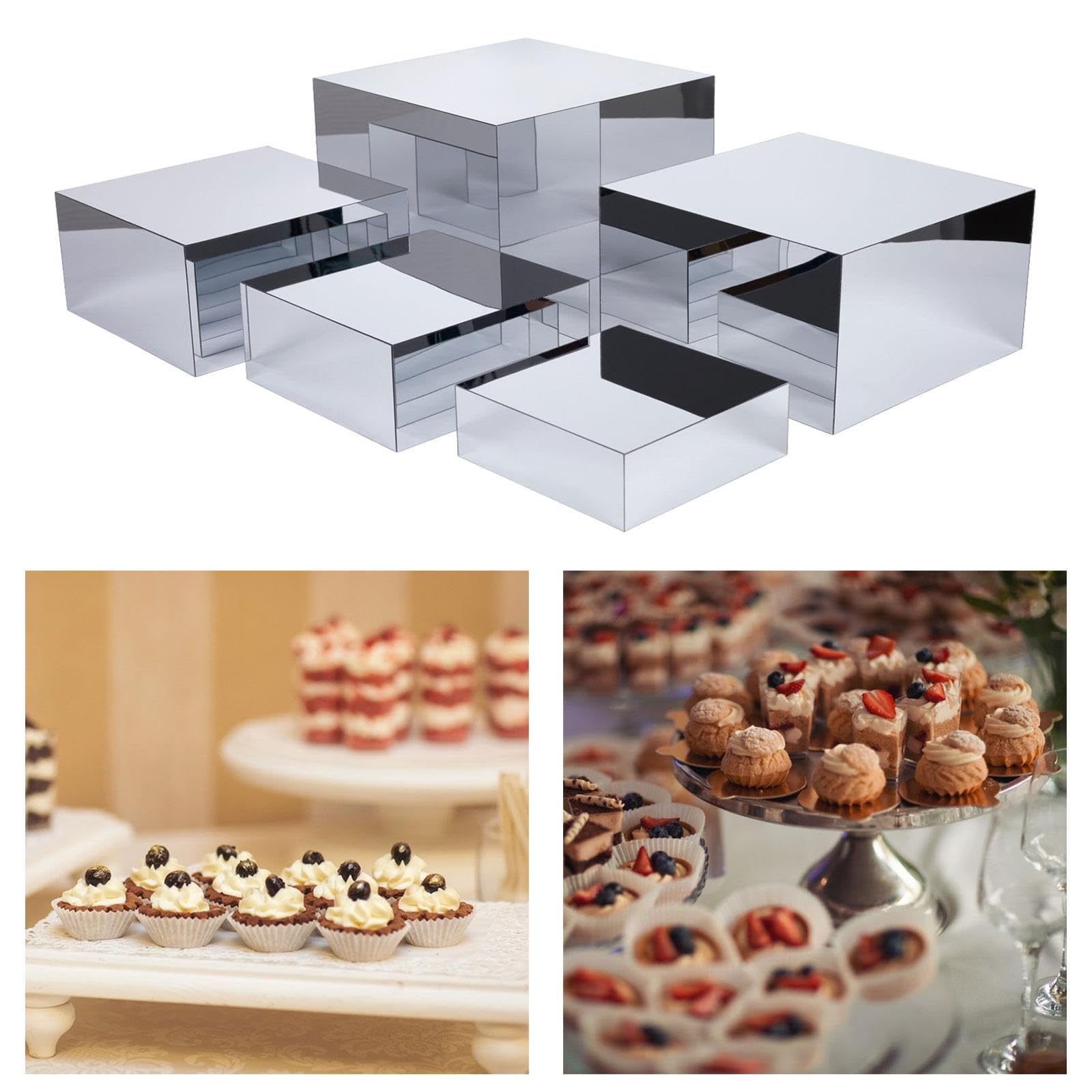 Acryl Buffet Riser Lebensmittel Riser für Buffet-Tisch, Cube Verschachtelung Riser, Desserts Display Stand, Hintergrund Schaumstoff Requisiten für Kosmetik, Schmuck, Collectibles, Stil g